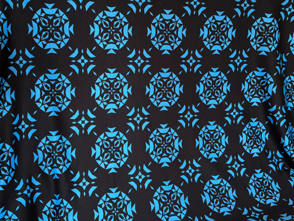 BLACK AND BLUE INTERLOCK KNIT
