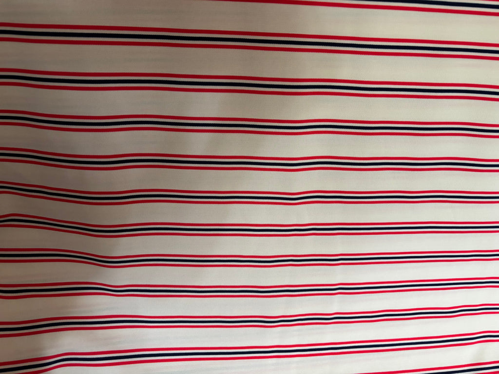 RED, CREME AND BLUE POLYESTER DOUBLE KNIT