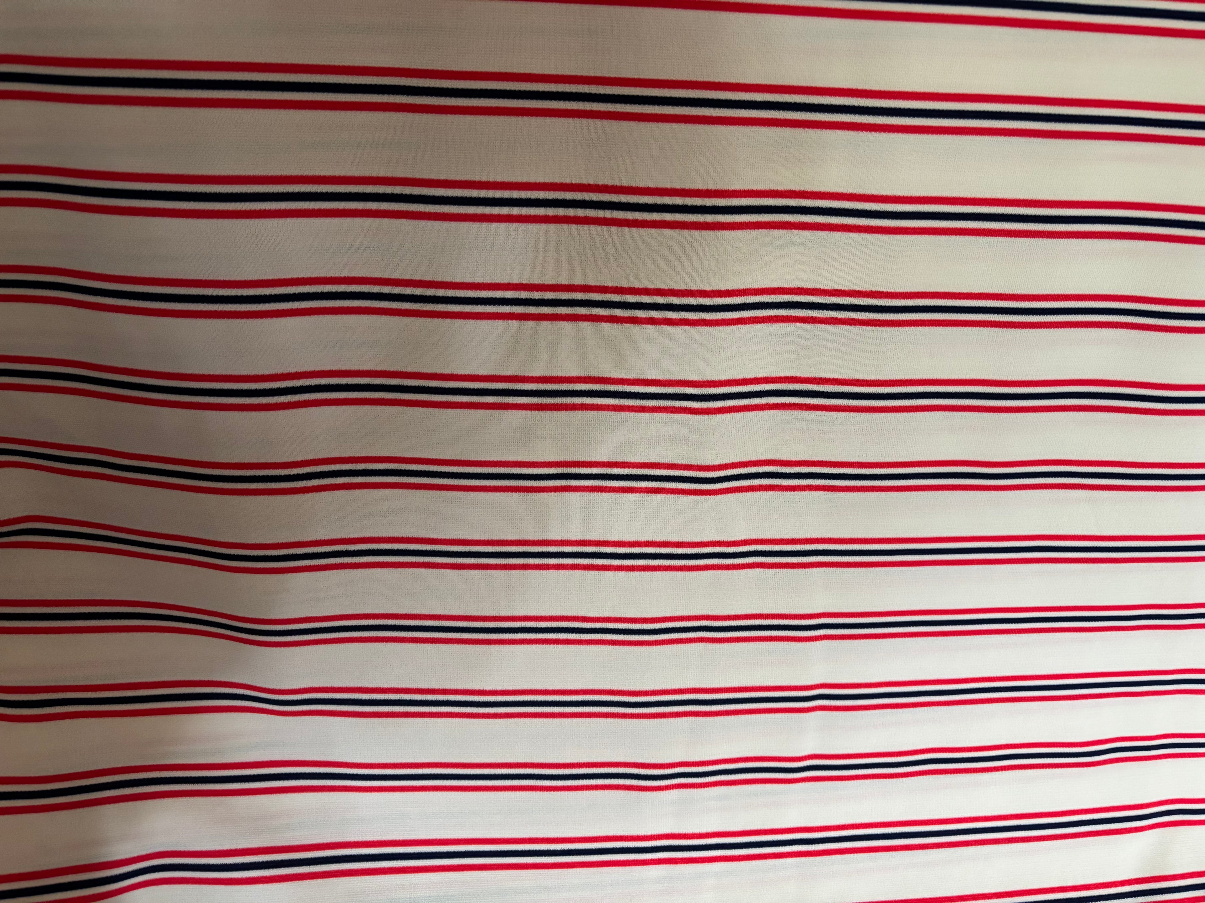 RED, CREME AND BLUE POLYESTER DOUBLE KNIT