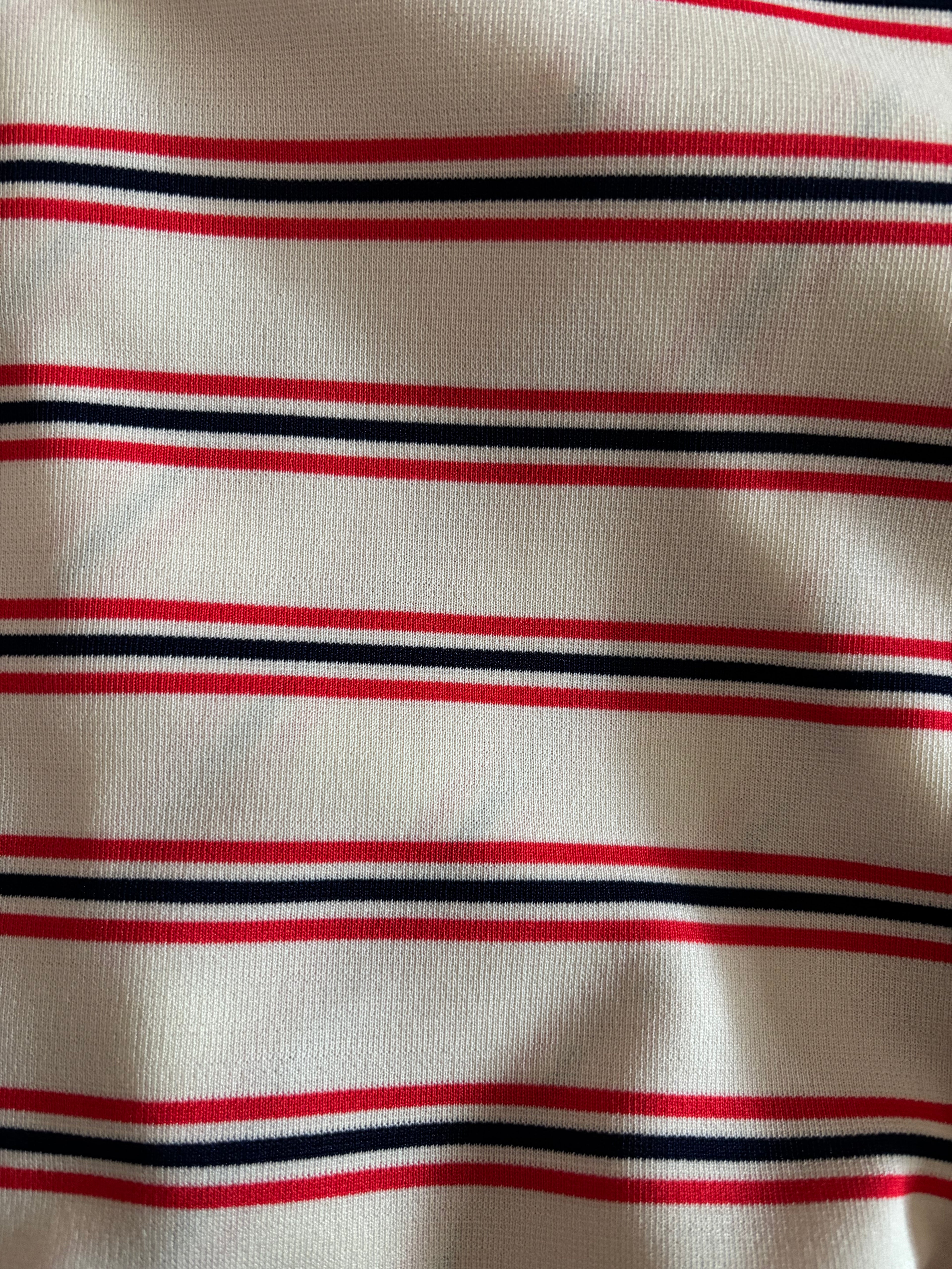RED, CREME AND BLUE POLYESTER DOUBLE KNIT