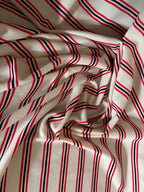 RED, CREME AND BLUE POLYESTER DOUBLE KNIT