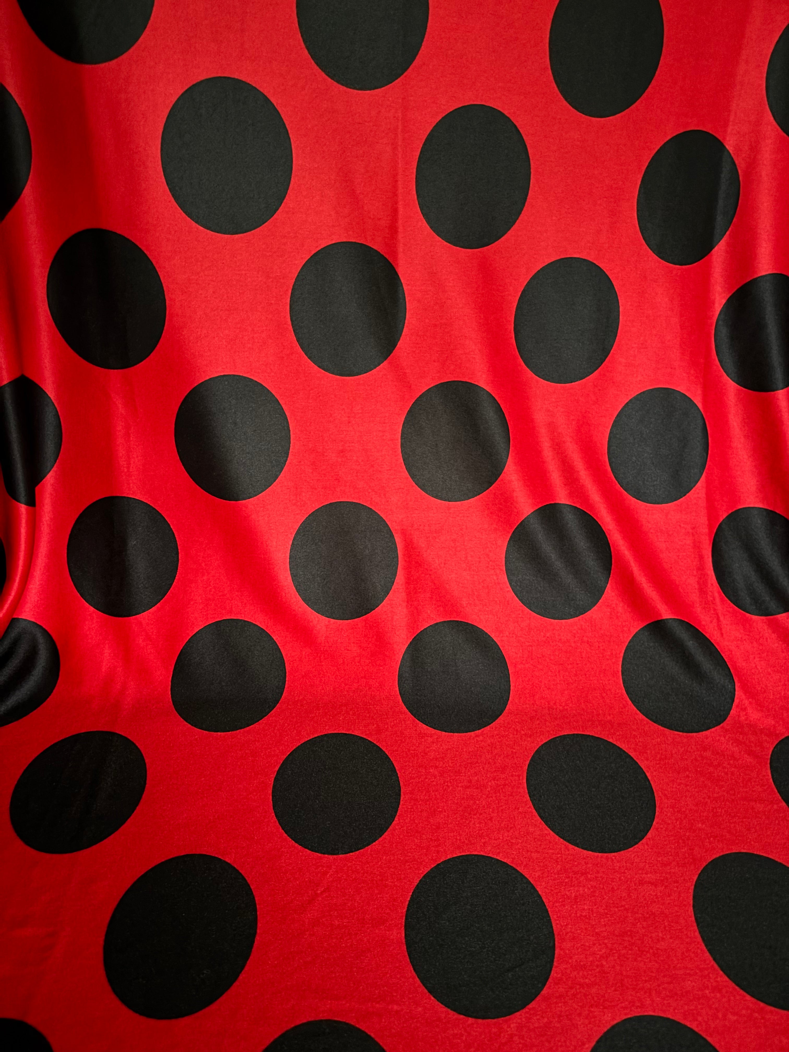 RED WITH BLACK POLKA DOTS