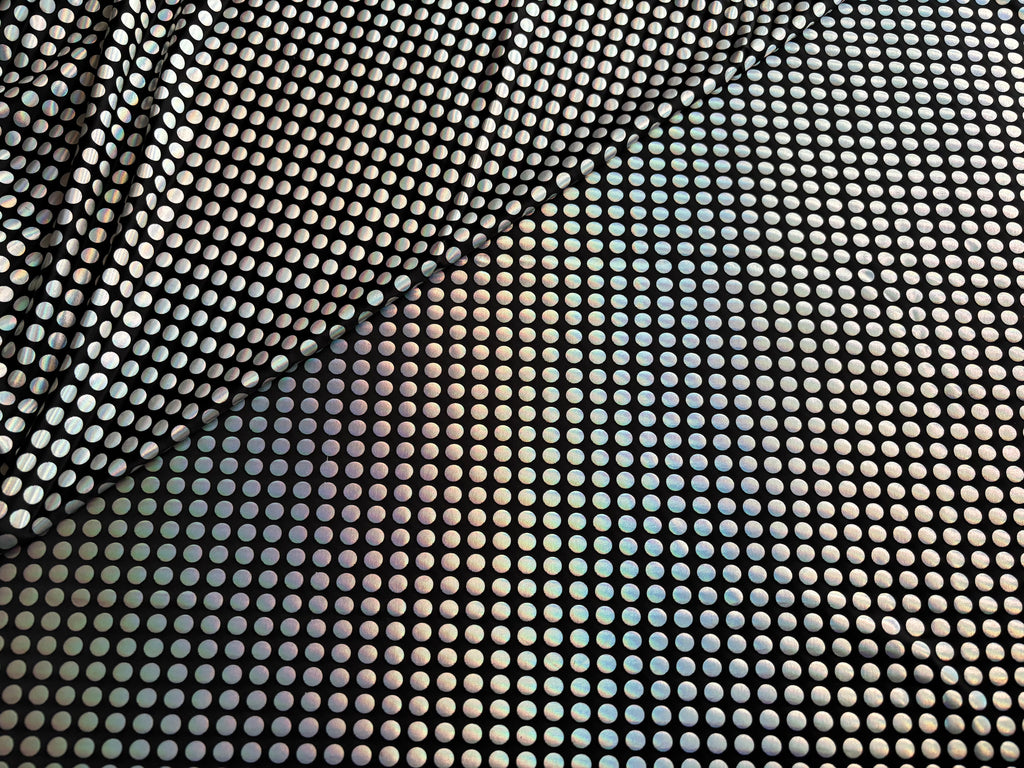 BLACK WITH IRIDESCENT CIRCLES ACTION KNIT