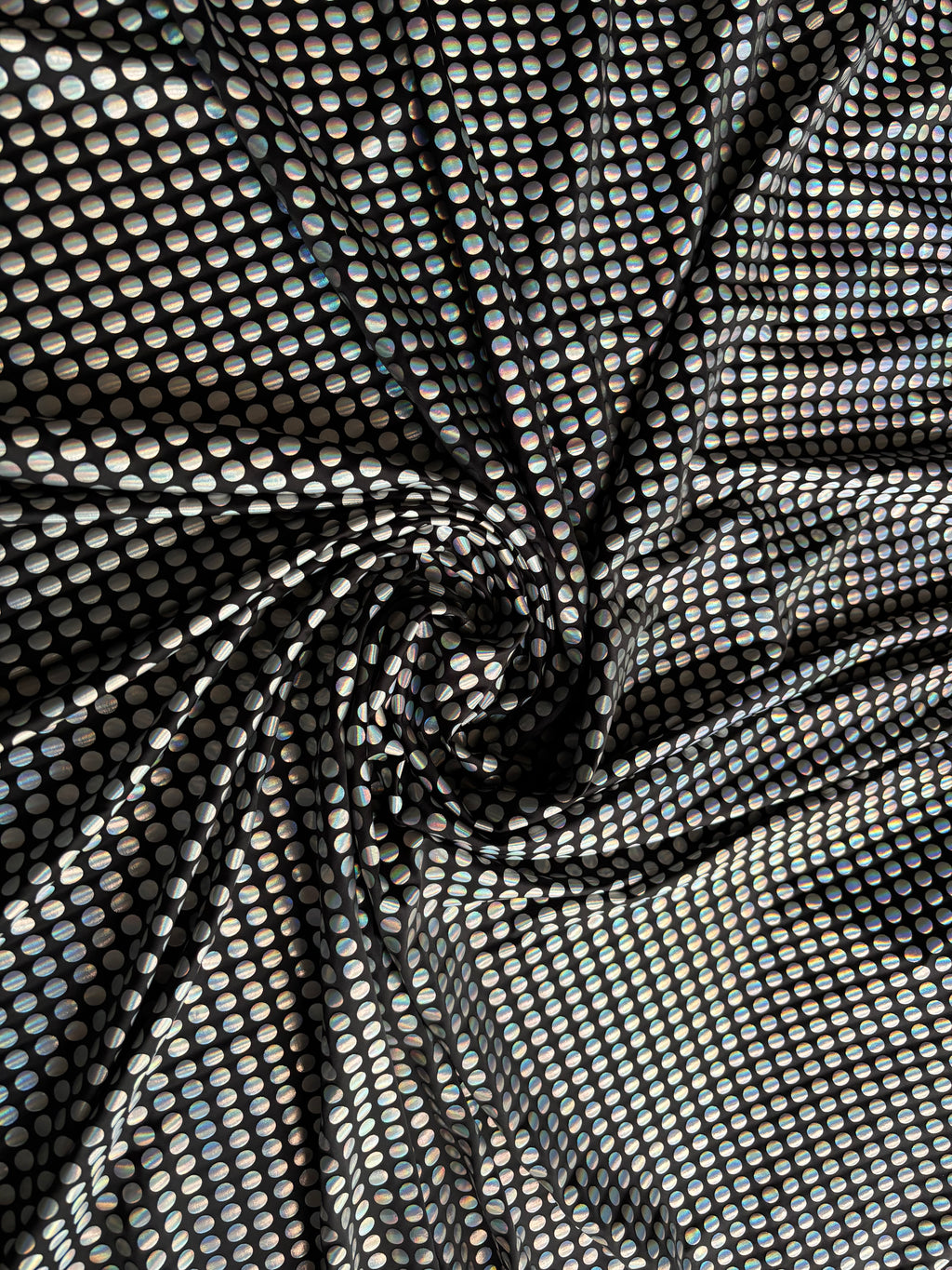 BLACK WITH IRIDESCENT CIRCLES ACTION KNIT