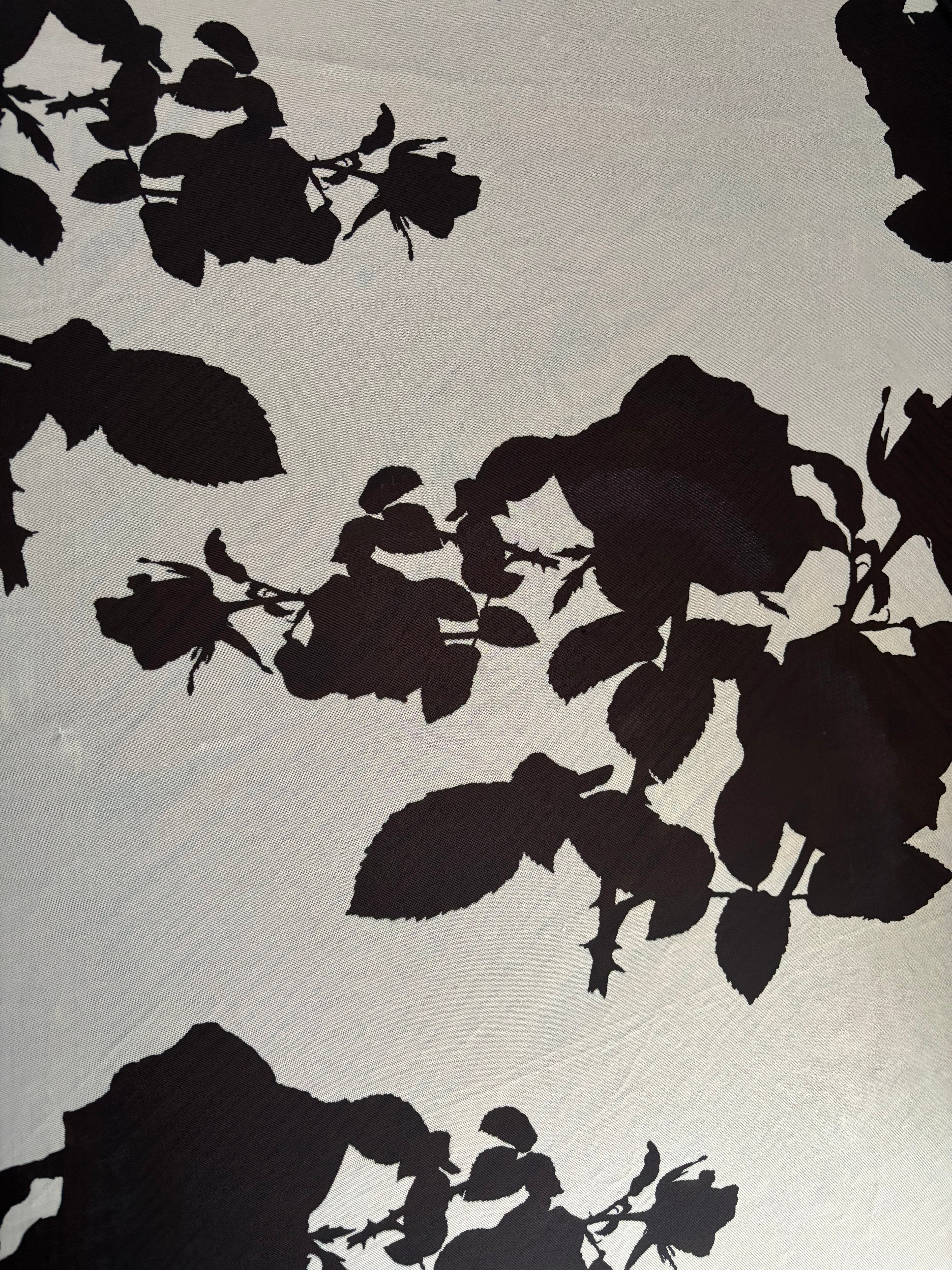 BLACK FLORALS ON WHITE TRICOT KNIT