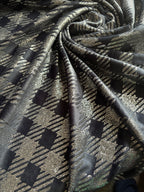 METALLIC SILVER AND GRAY STRETCH VELOUR