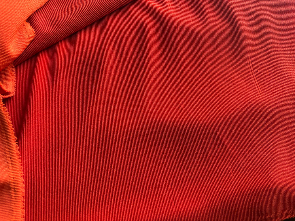 VINTAGE SOLID BURNT ORANGE RIBBED DOUBLE KNIT