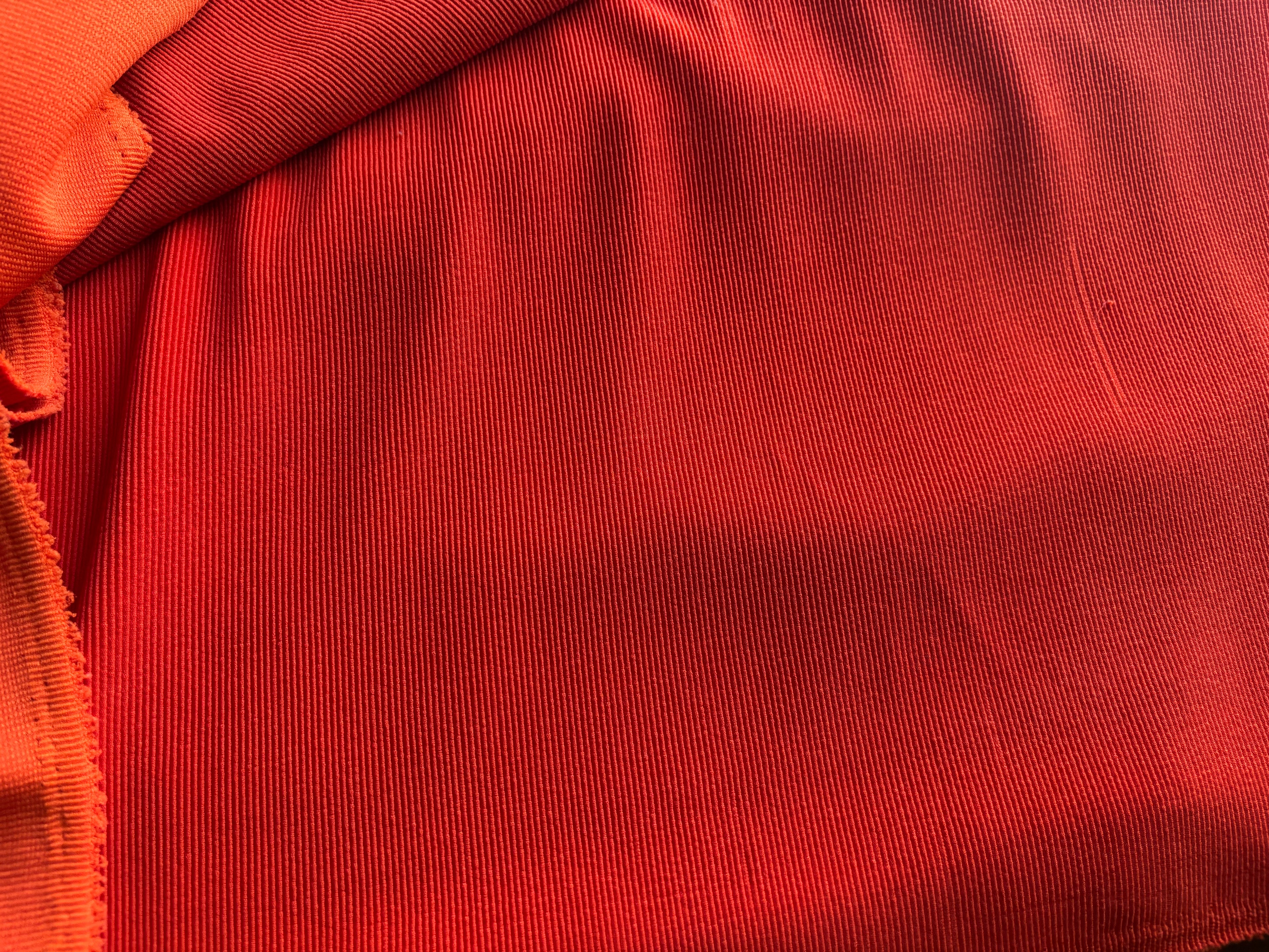 VINTAGE SOLID BURNT ORANGE RIBBED DOUBLE KNIT