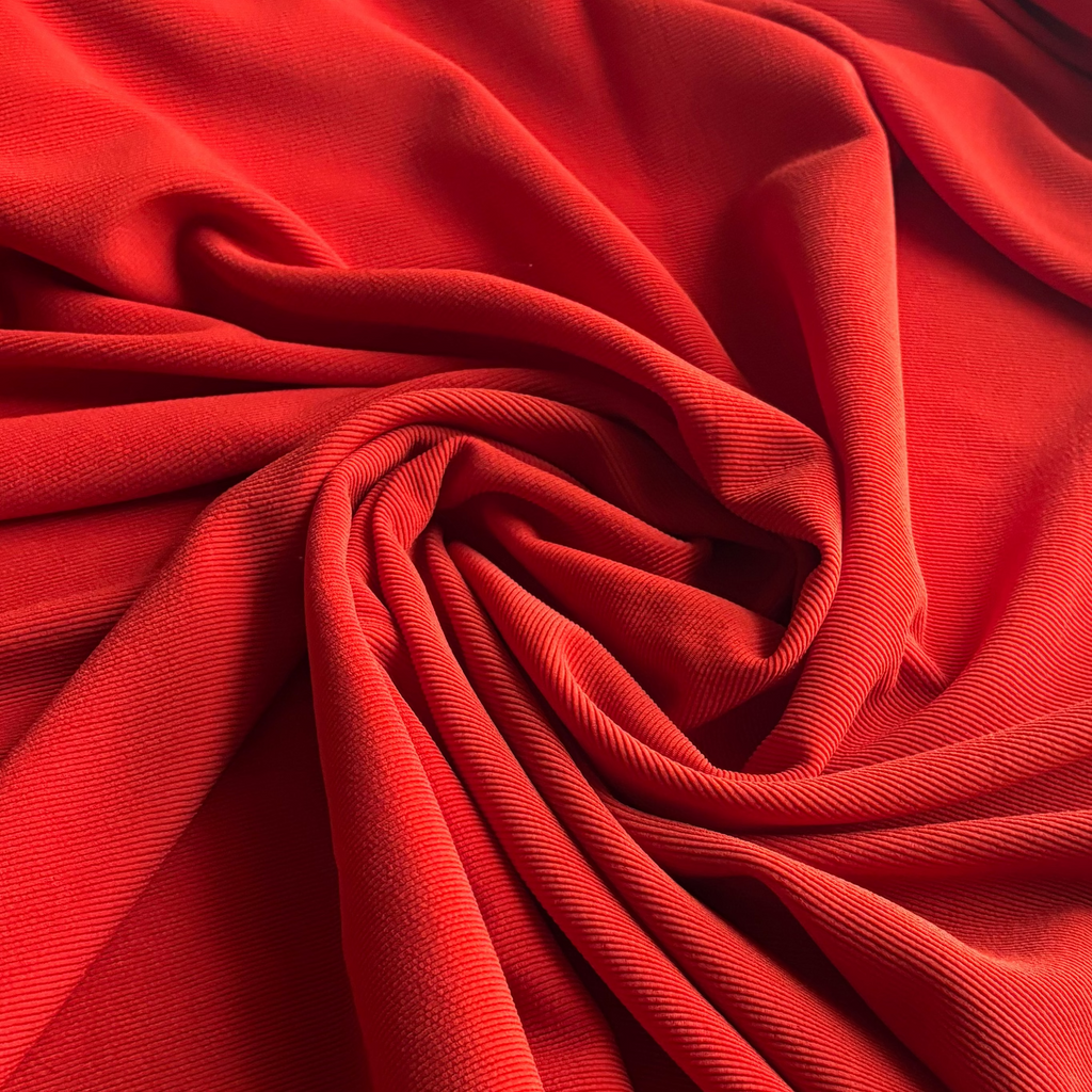 VINTAGE SOLID BURNT ORANGE RIBBED DOUBLE KNIT