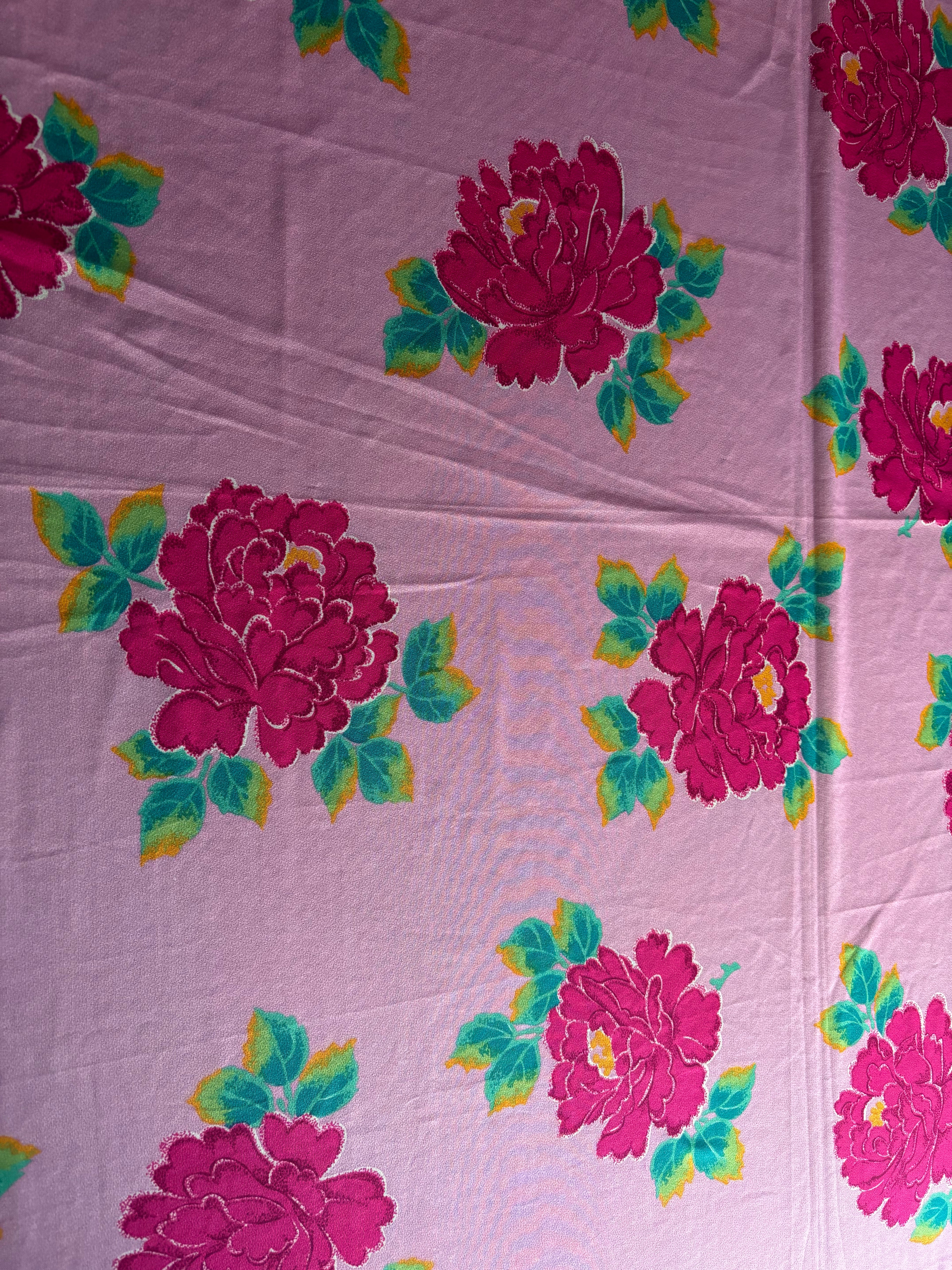 SHADES OF PINK, GREEN AND TEAL FLOWERS
