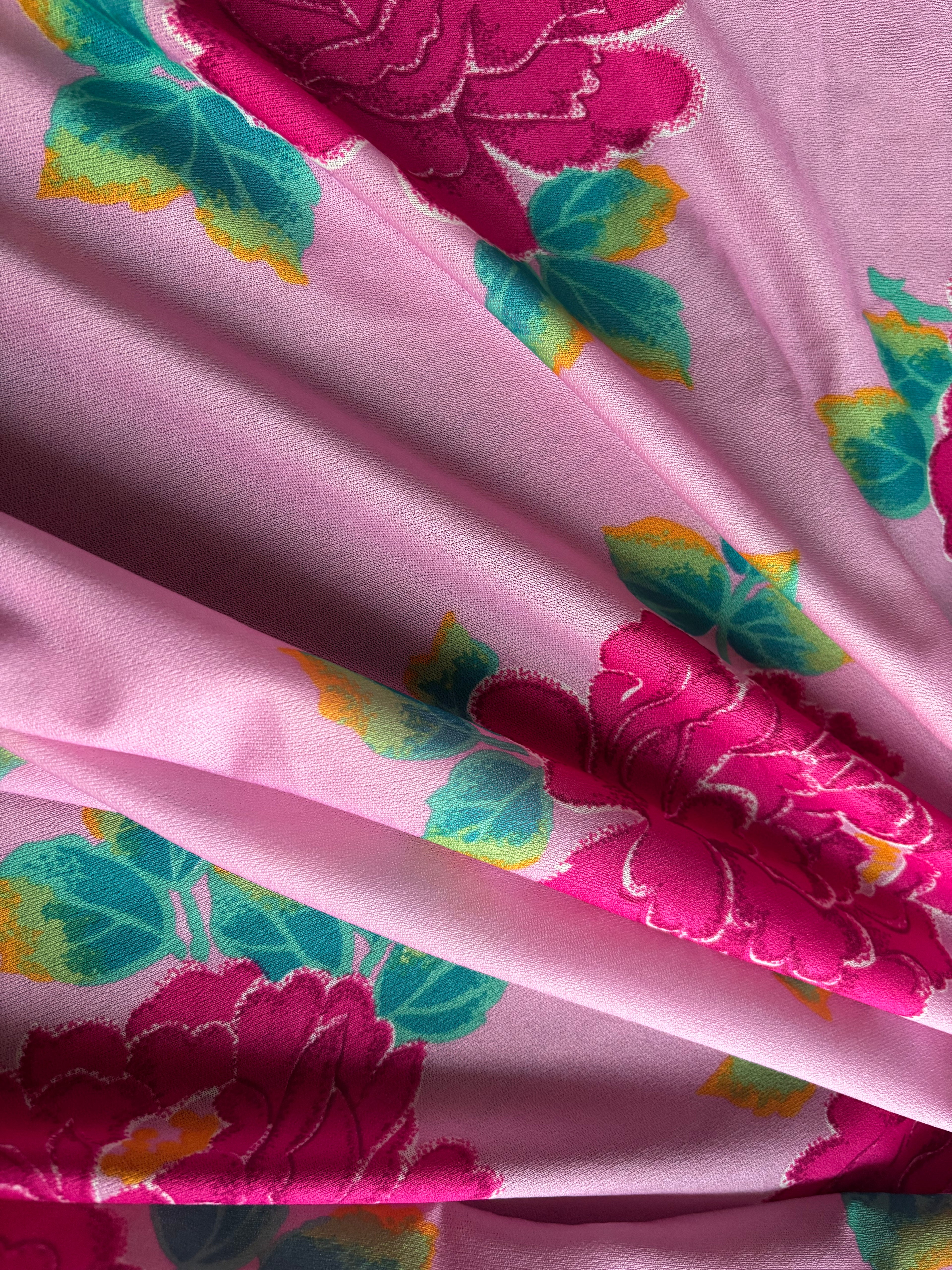 SHADES OF PINK, GREEN AND TEAL FLOWERS
