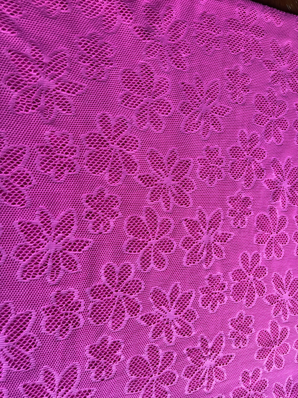 DARK PINK FLORAL LACE KNIT