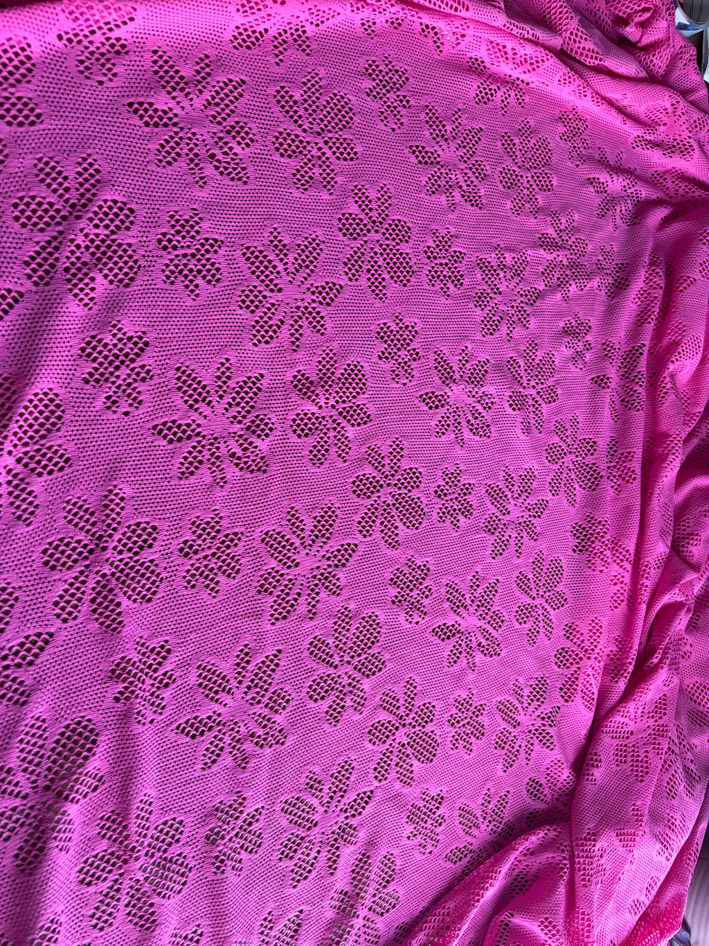 DARK PINK FLORAL LACE KNIT