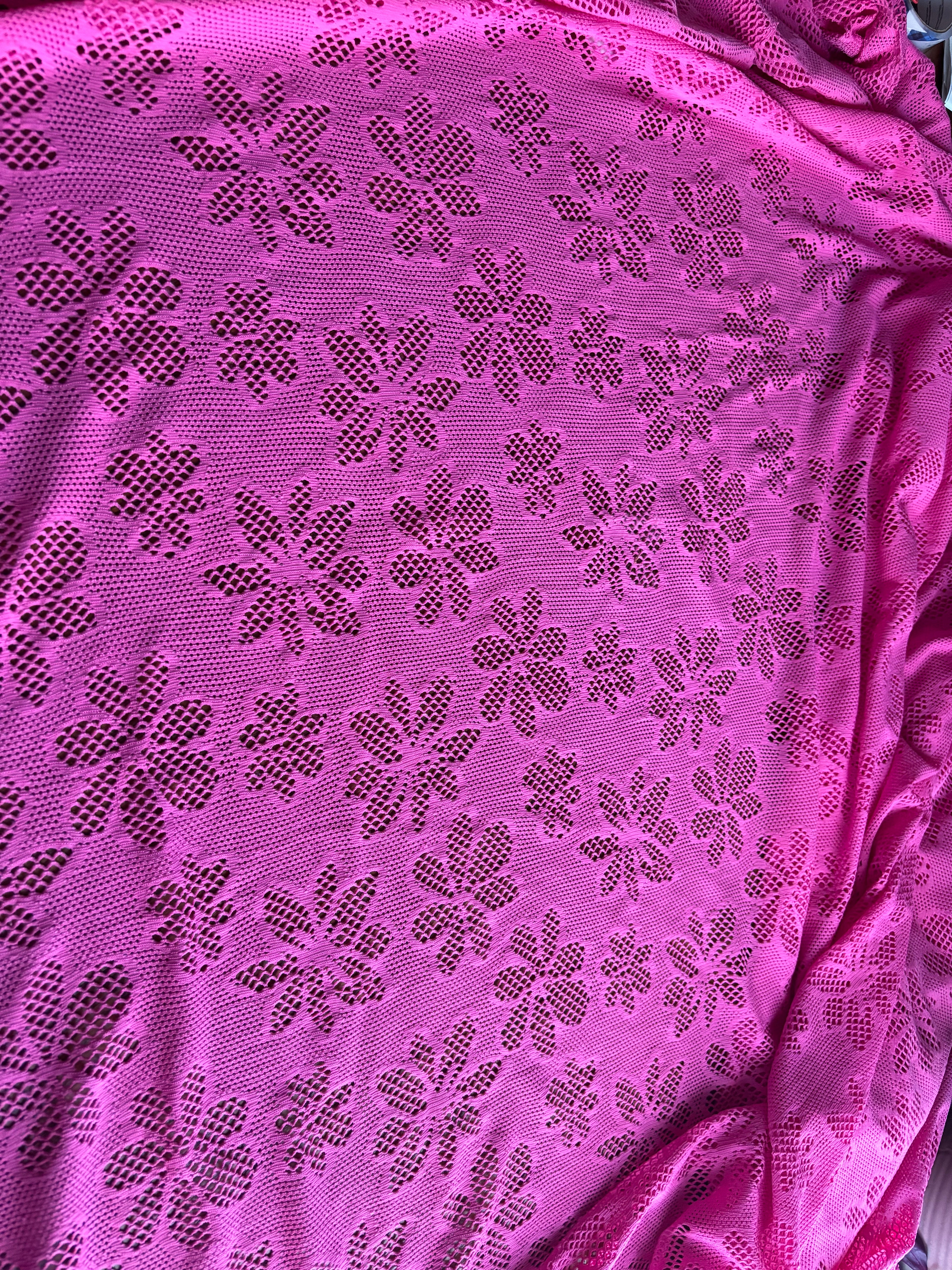 DARK PINK FLORAL LACE KNIT