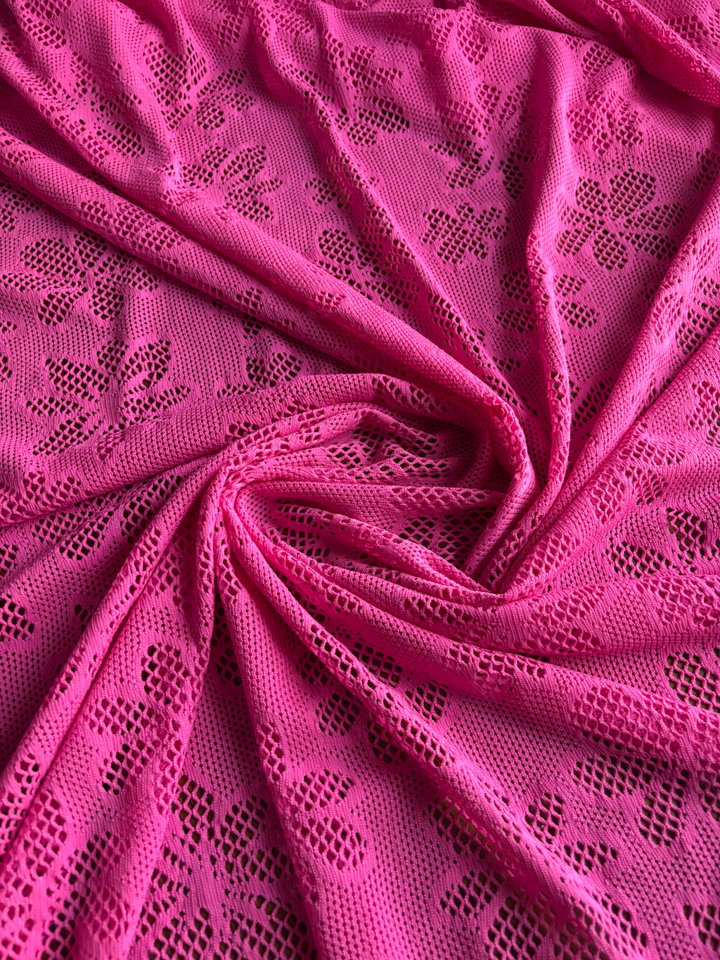 DARK PINK FLORAL LACE KNIT