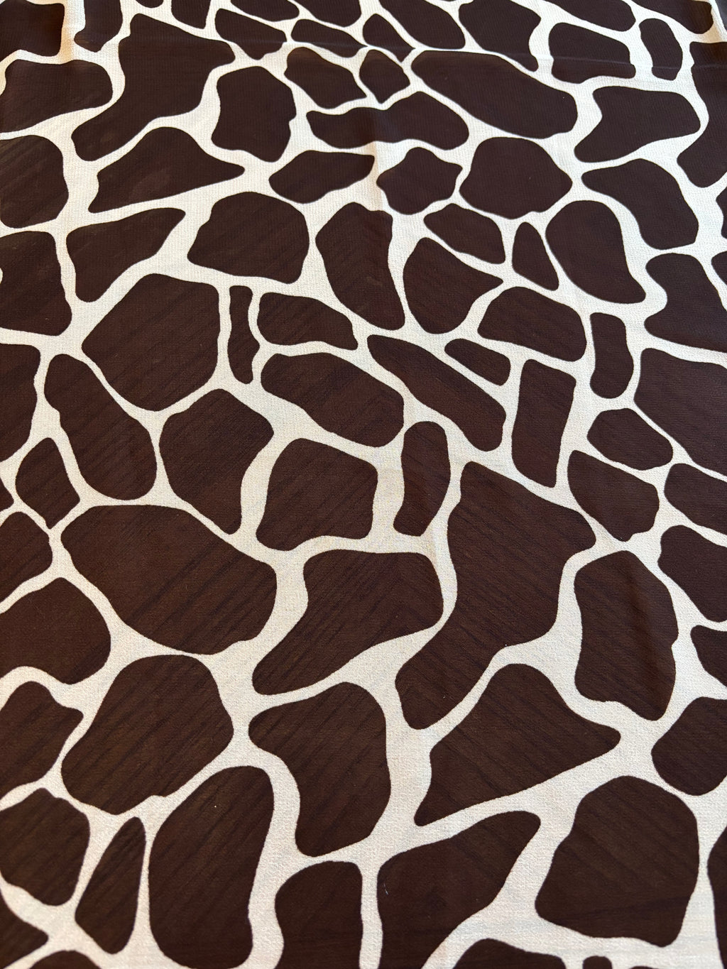 BROWN AND CREME COW PRINT CHIFFON