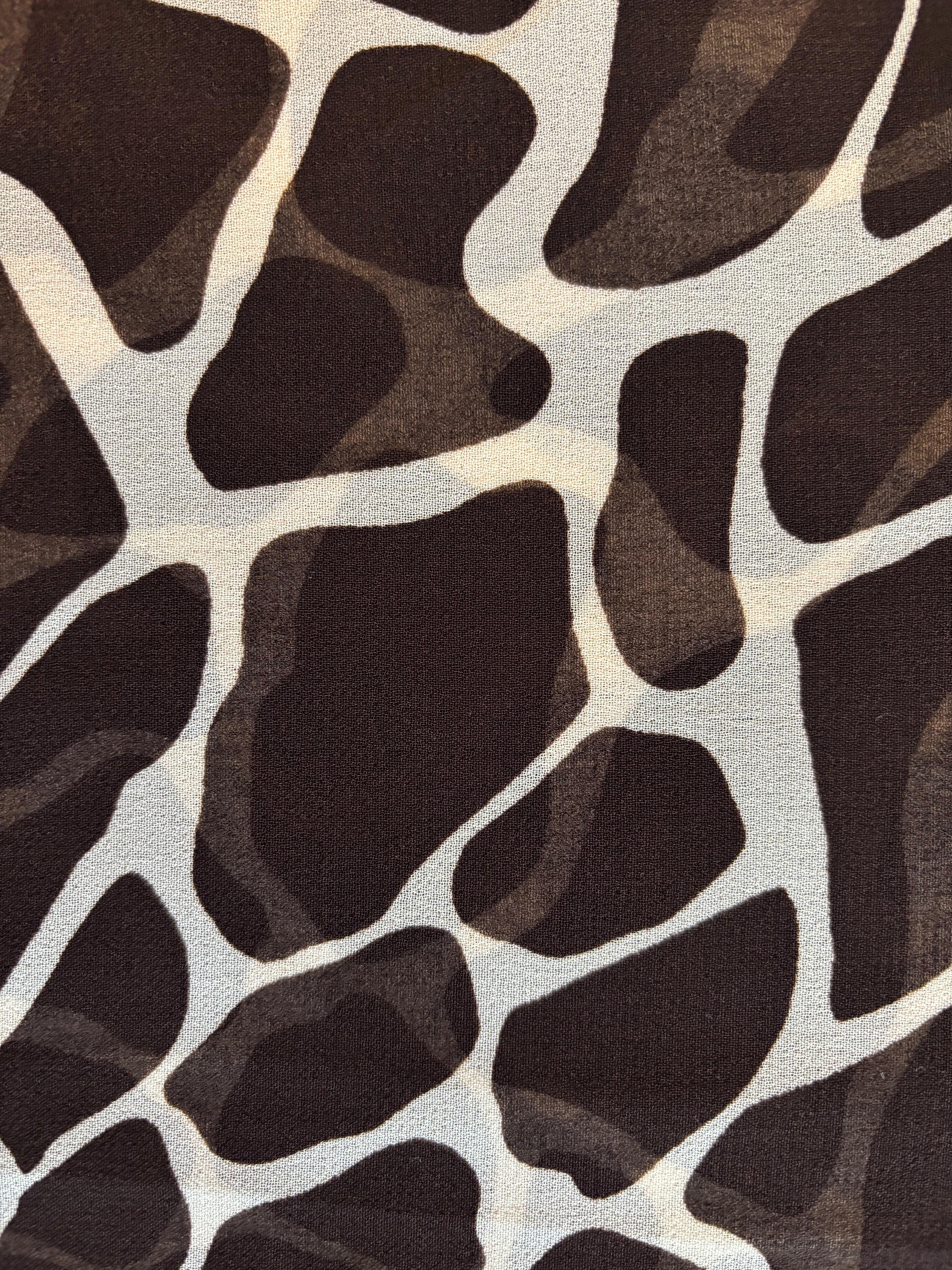 BROWN AND CREME COW PRINT CHIFFON