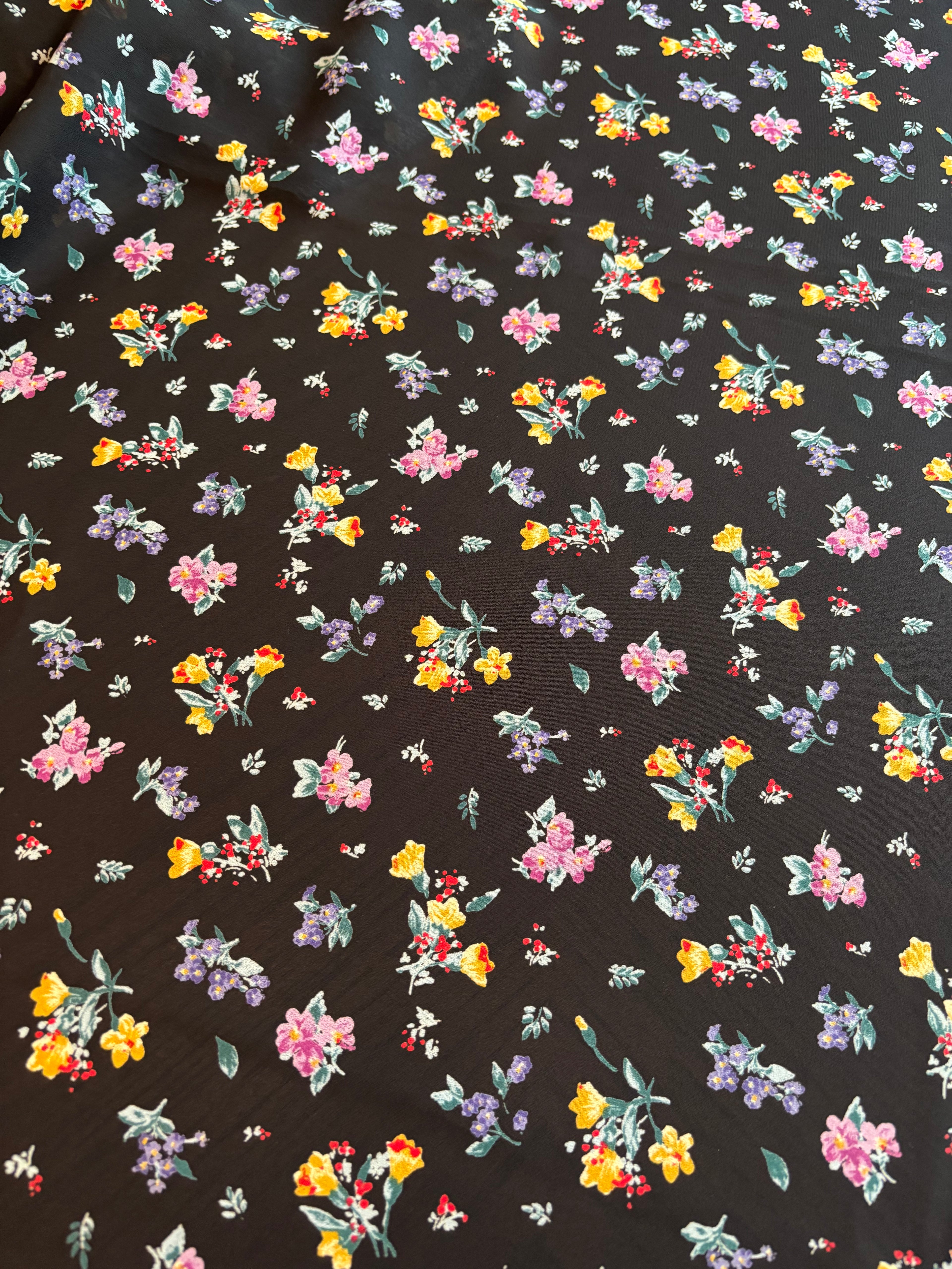 VINTAGE MULTI COLORED FLORAL GEORGETTE