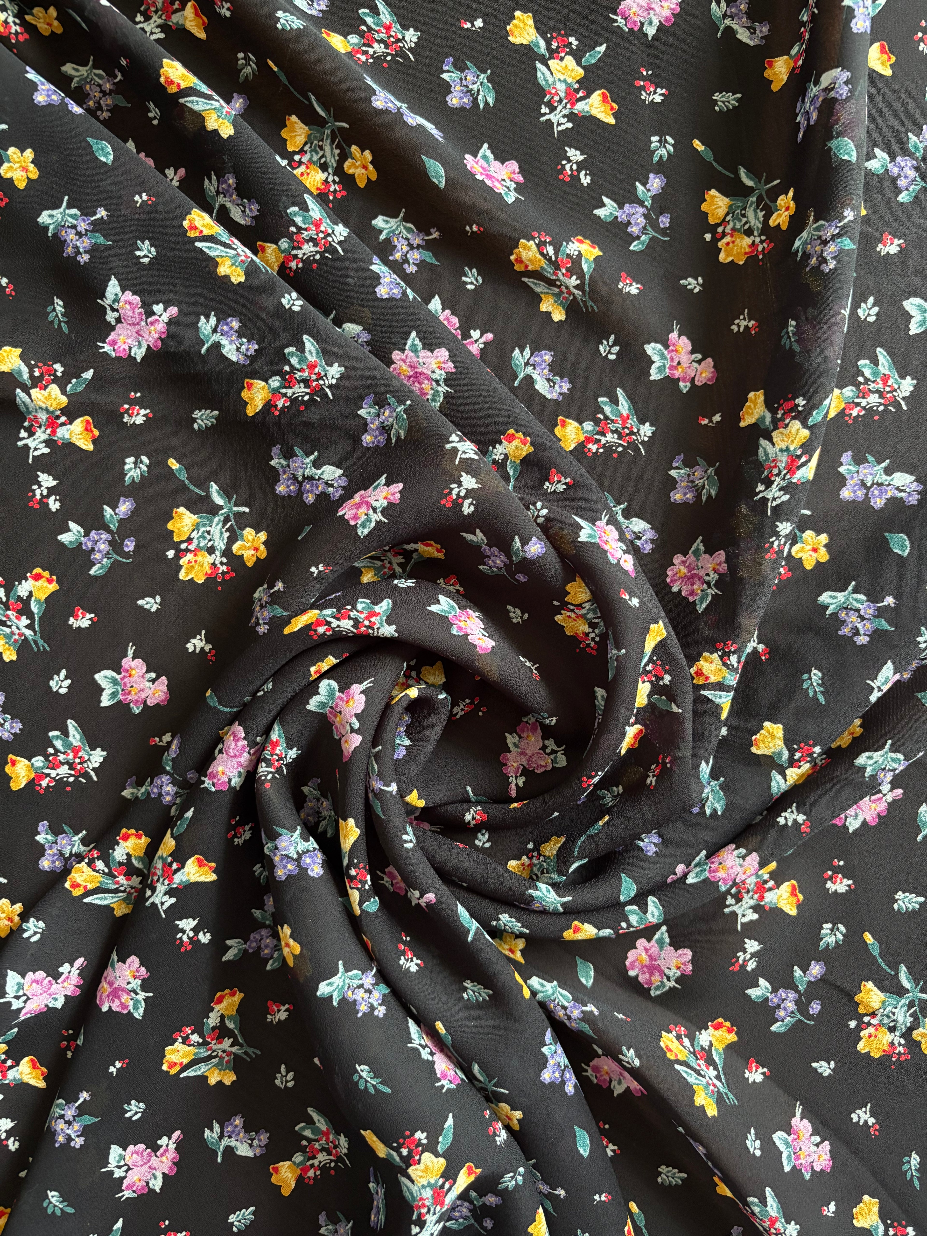 VINTAGE MULTI COLORED FLORAL GEORGETTE