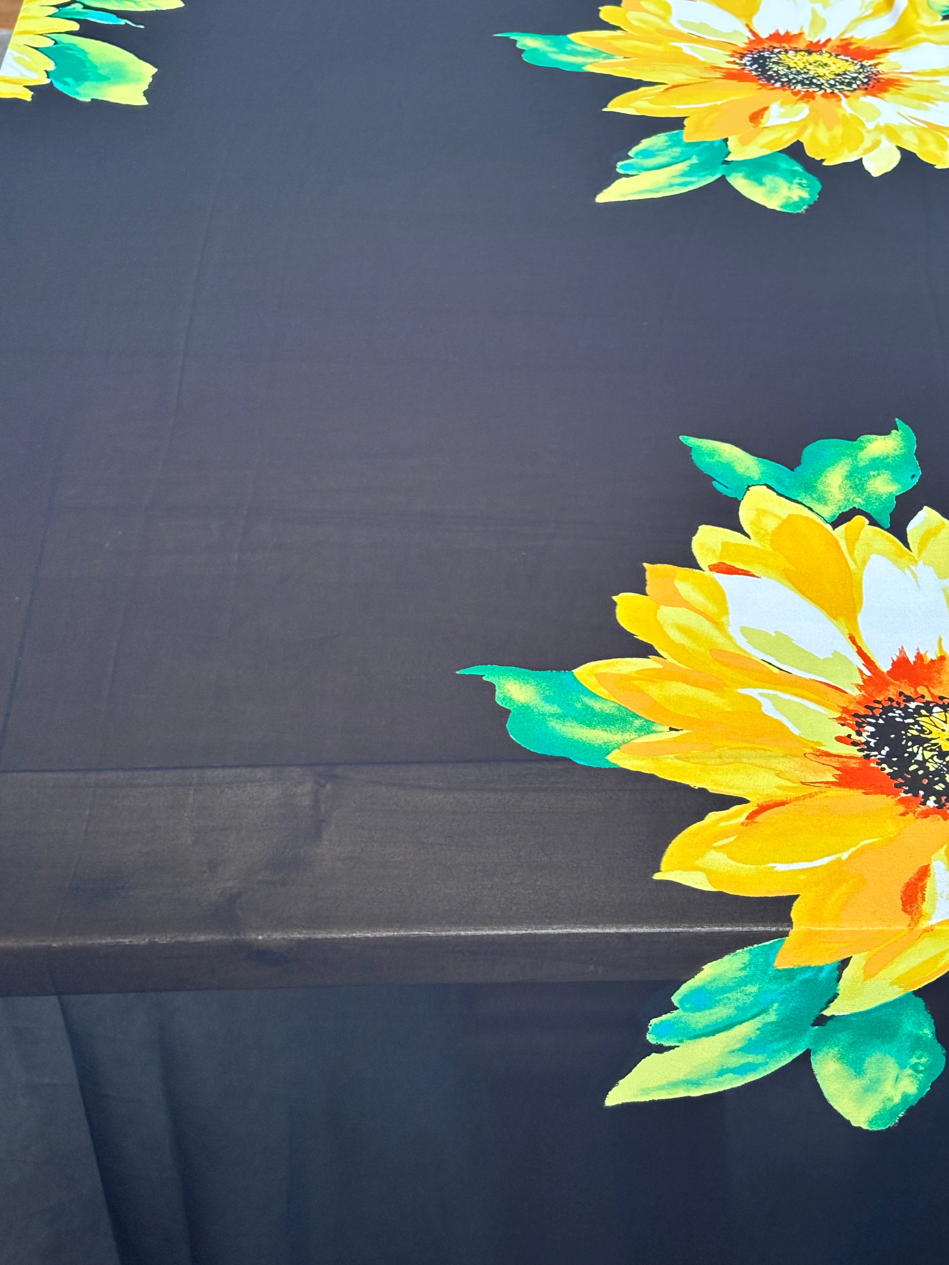 EXTRA LARGE YELLOW FLORALS ON BLACK CHIFFON