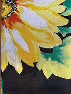 EXTRA LARGE YELLOW FLORALS ON BLACK CHIFFON