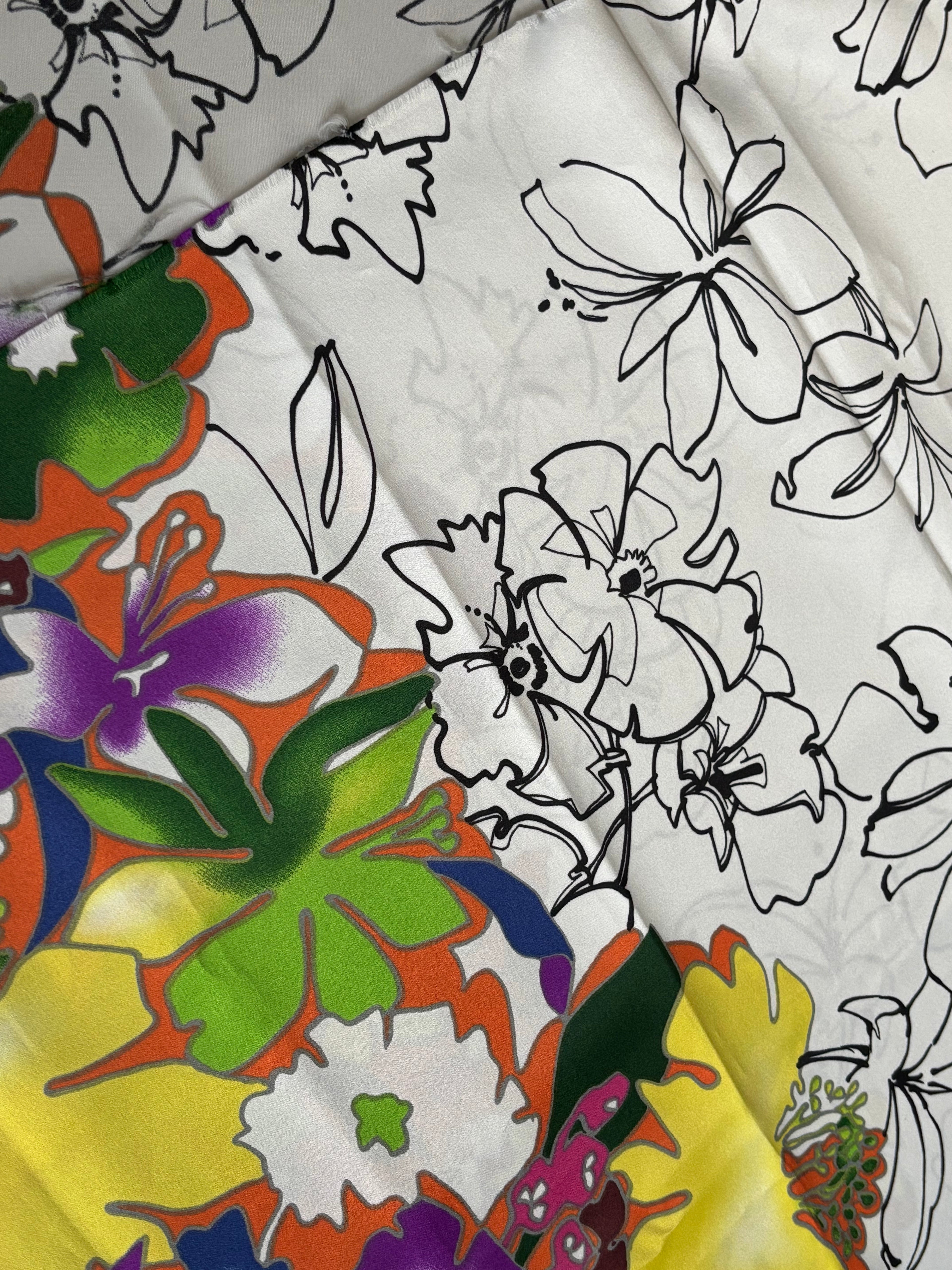 MULTI COLORED ONE-SIDED FLORAL BORDER PRINT