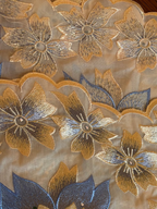 YELLOW AND BLUE EMBROIDERED COTTON