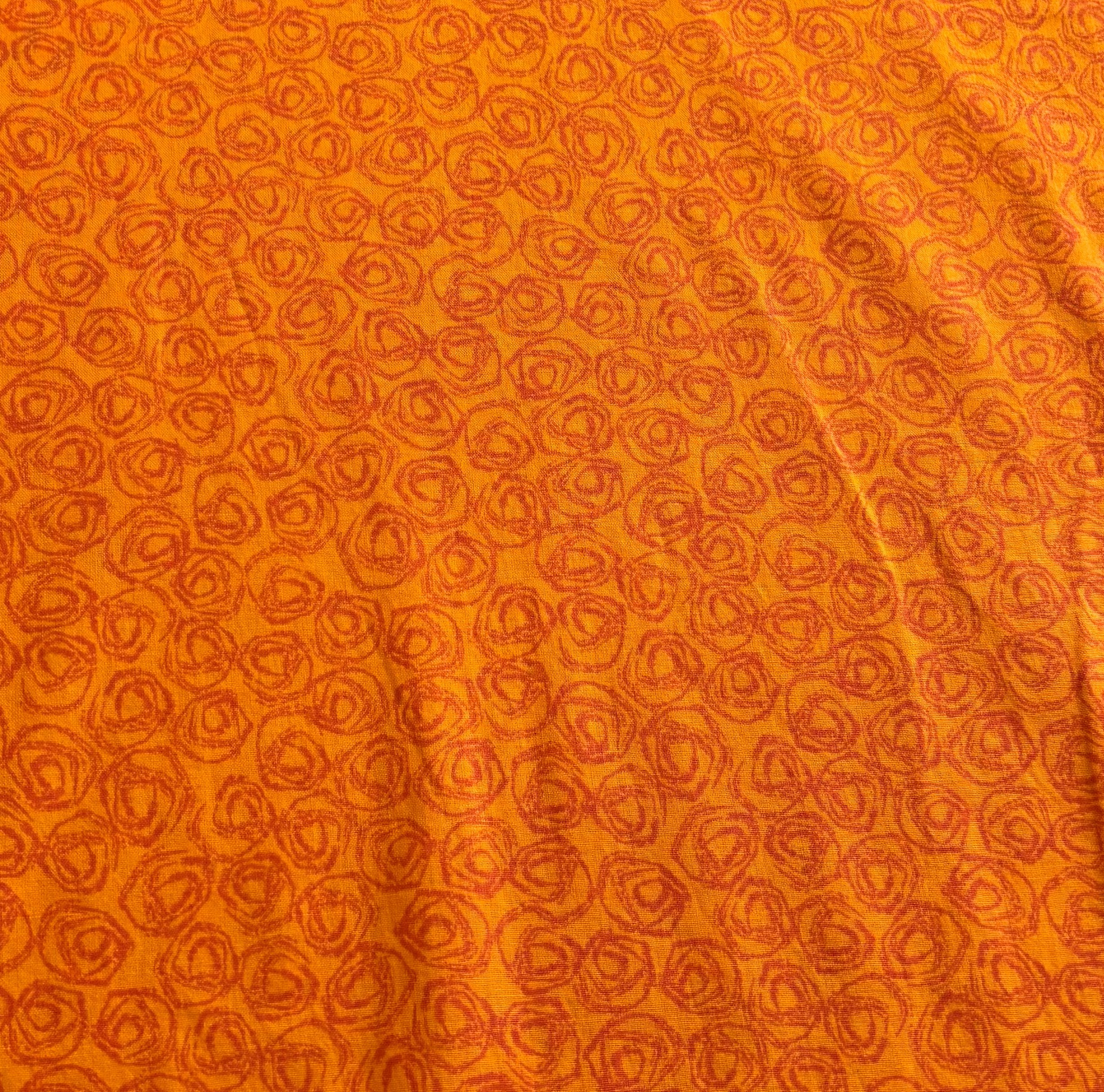 PUMPKIN ORANGE STRETCH COTTON PRINT 1