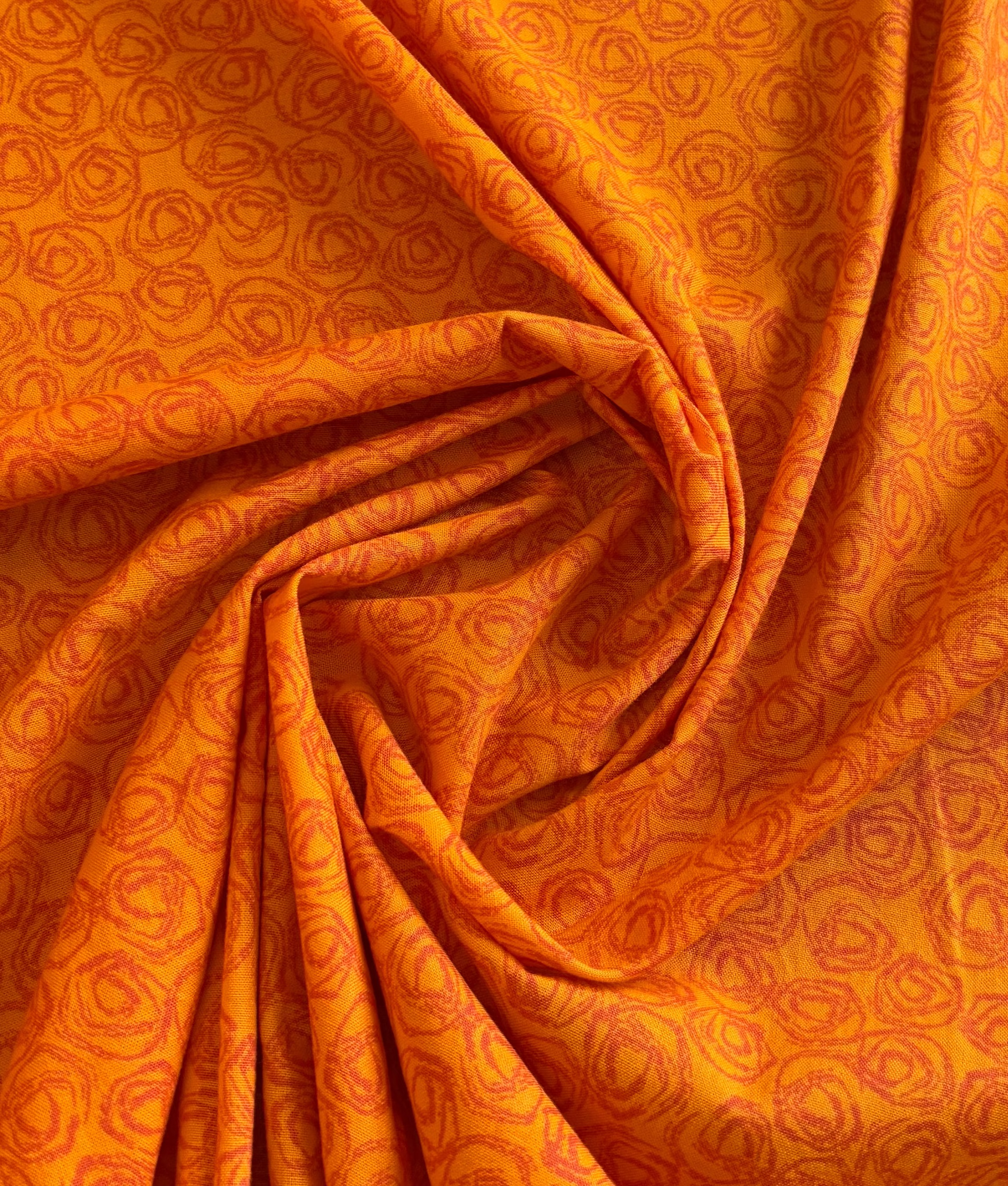 PUMPKIN ORANGE STRETCH COTTON PRINT 1