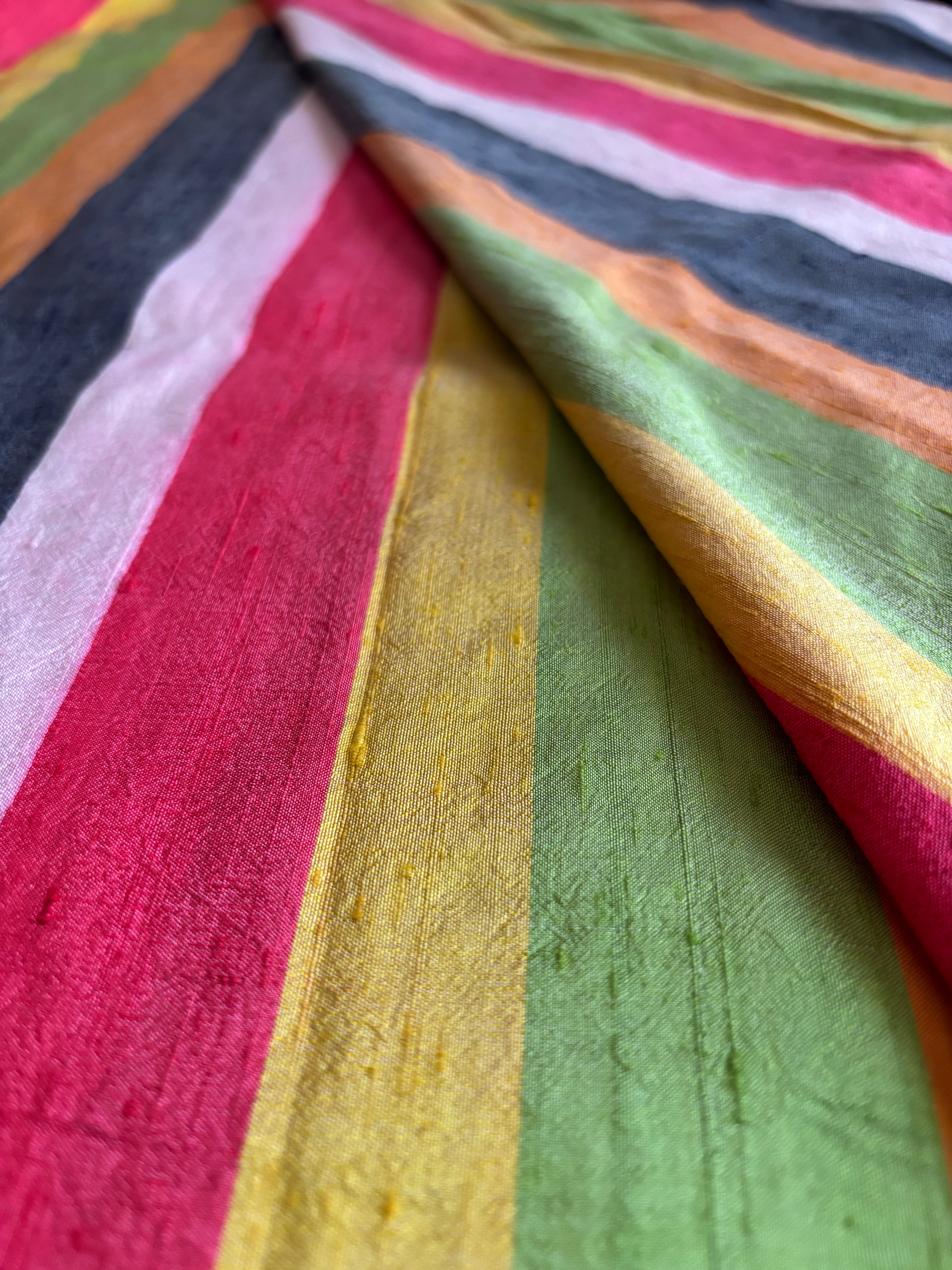VINTAGE MULTI COLORED SILKY TYPE STRIPES