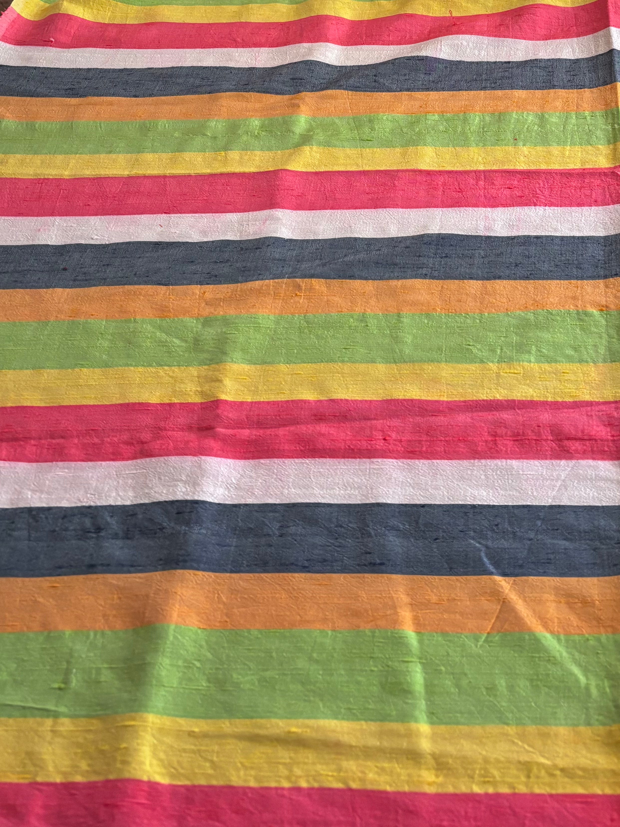 VINTAGE MULTI COLORED SILKY TYPE STRIPES