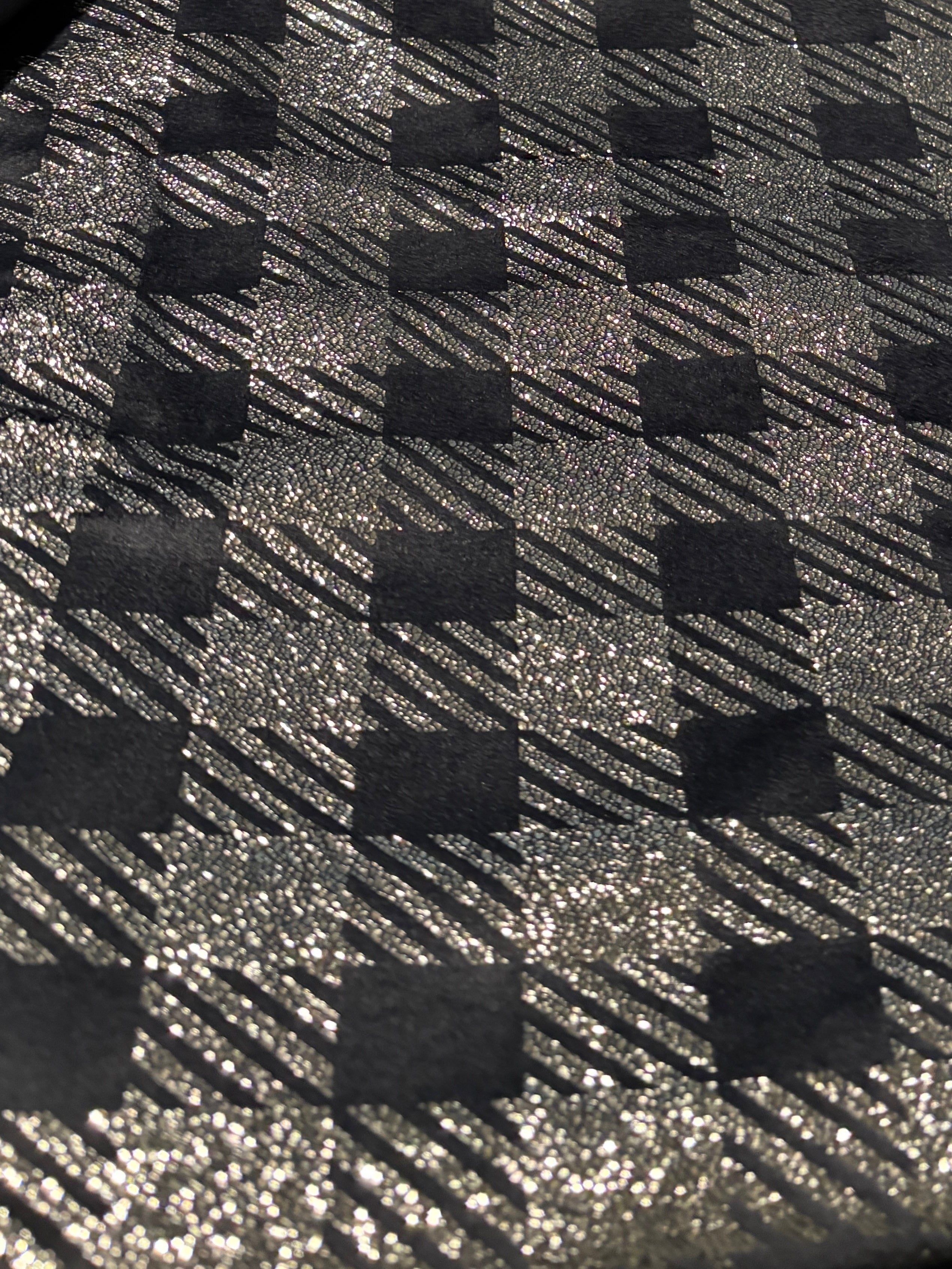 METALLIC SILVER AND GRAY STRETCH VELOUR