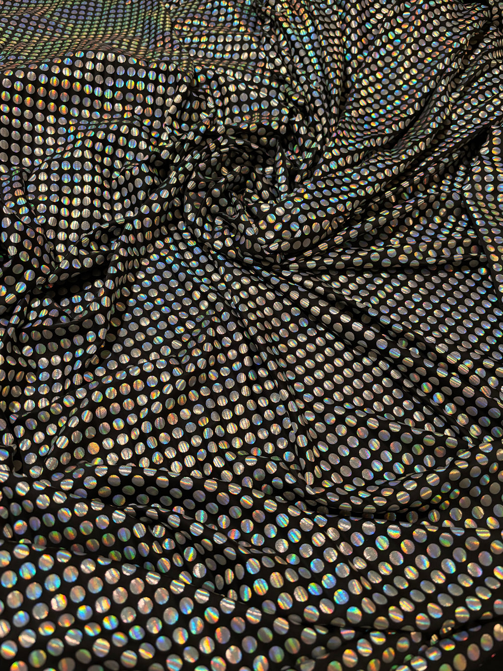 BLACK WITH IRIDESCENT CIRCLES ACTION KNIT