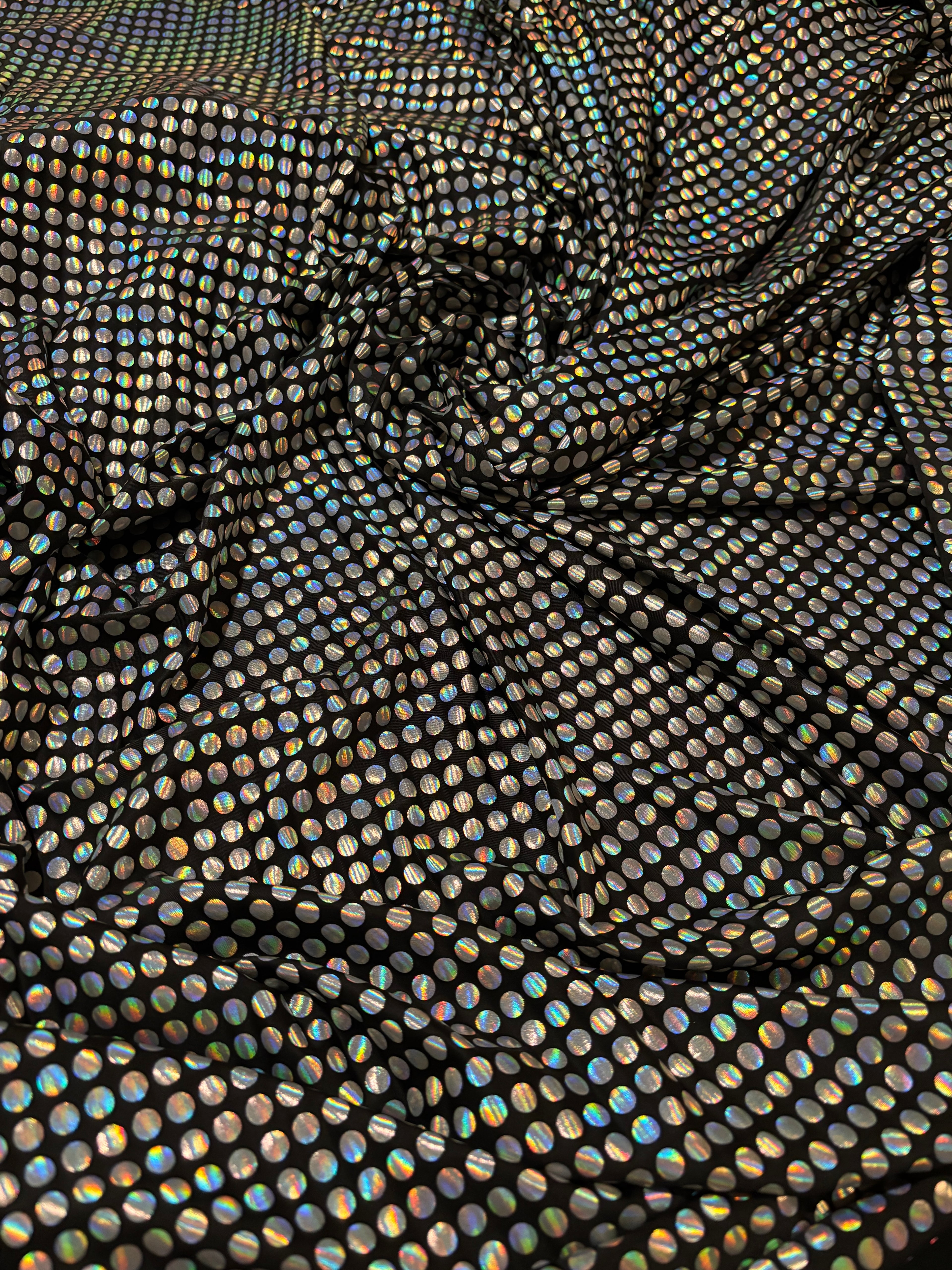 BLACK WITH IRIDESCENT CIRCLES ACTION KNIT