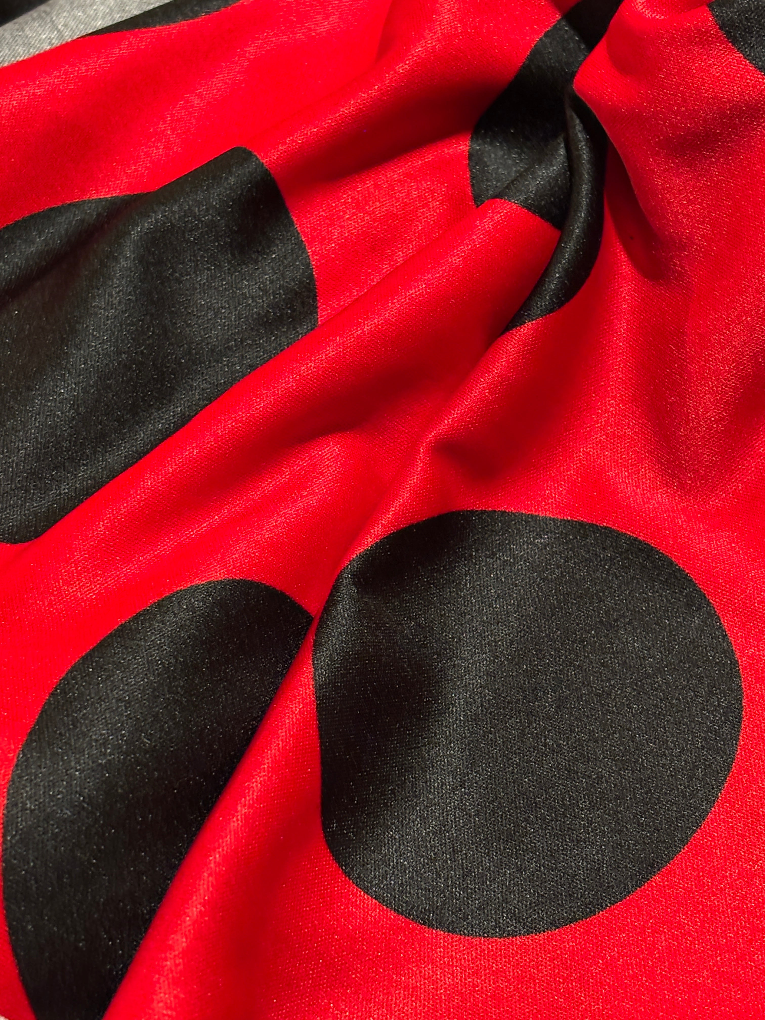 RED WITH BLACK POLKA DOTS