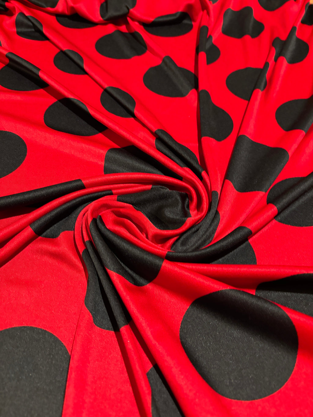 RED WITH BLACK POLKA DOTS