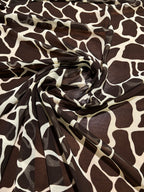 BROWN AND CREME COW PRINT CHIFFON
