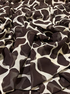 BROWN AND CREME COW PRINT CHIFFON