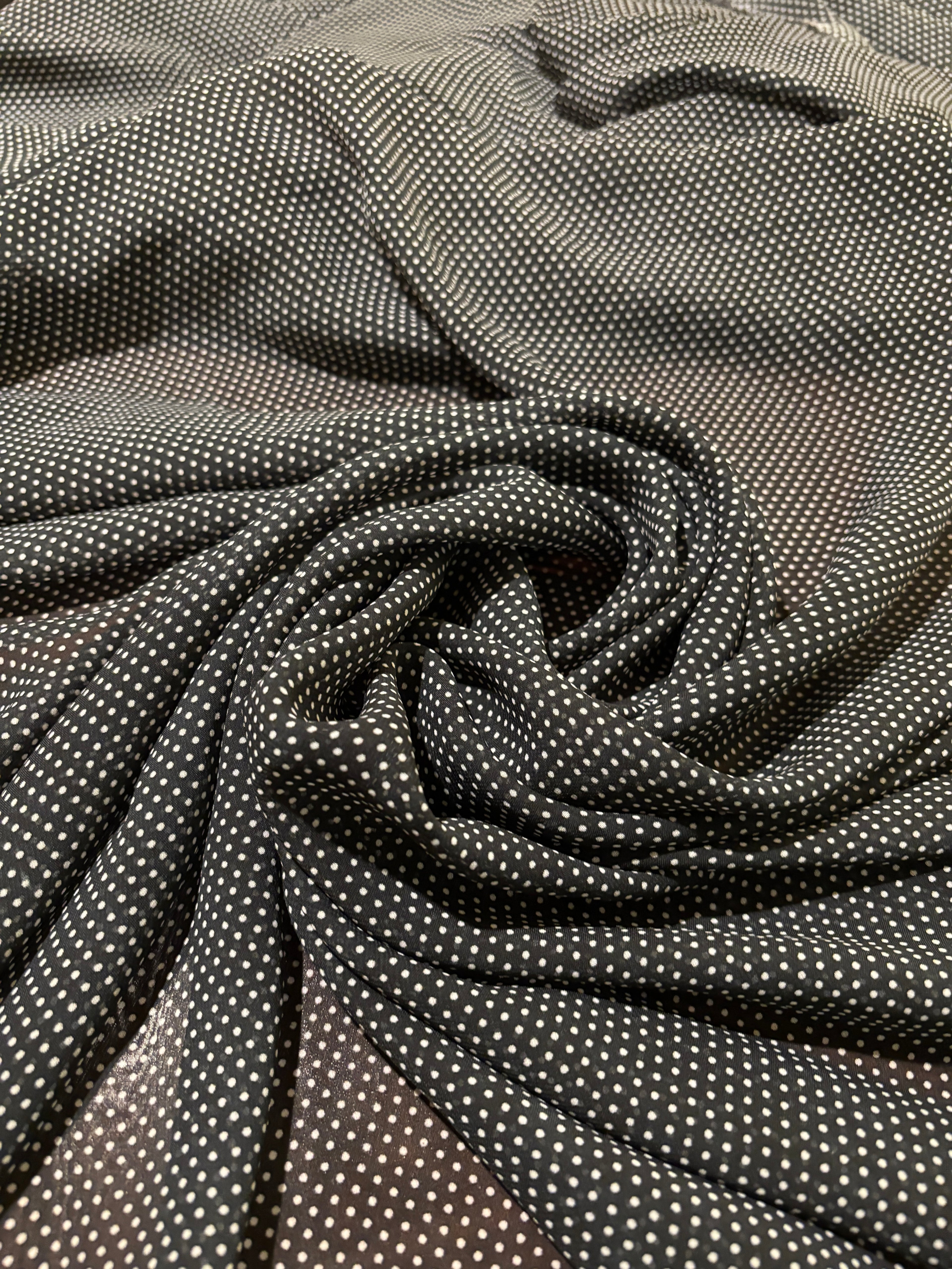 BLACK AND WHITE POLKA DOT CHIFFON