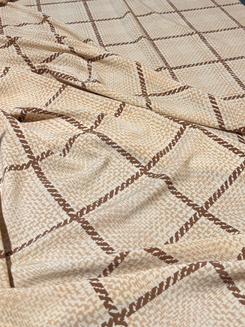 TAN AND BROWN CHAIN SQUARE CHARMEUSE