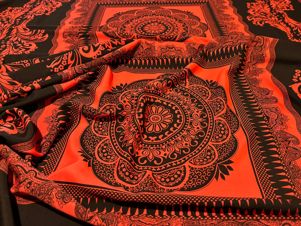 SALMON AND BLACK MEDALLION PANEL PRINT