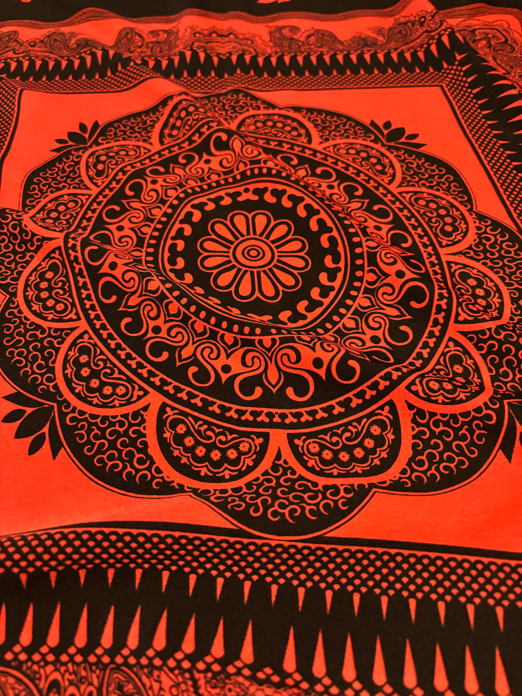 SALMON AND BLACK MEDALLION PANEL PRINT