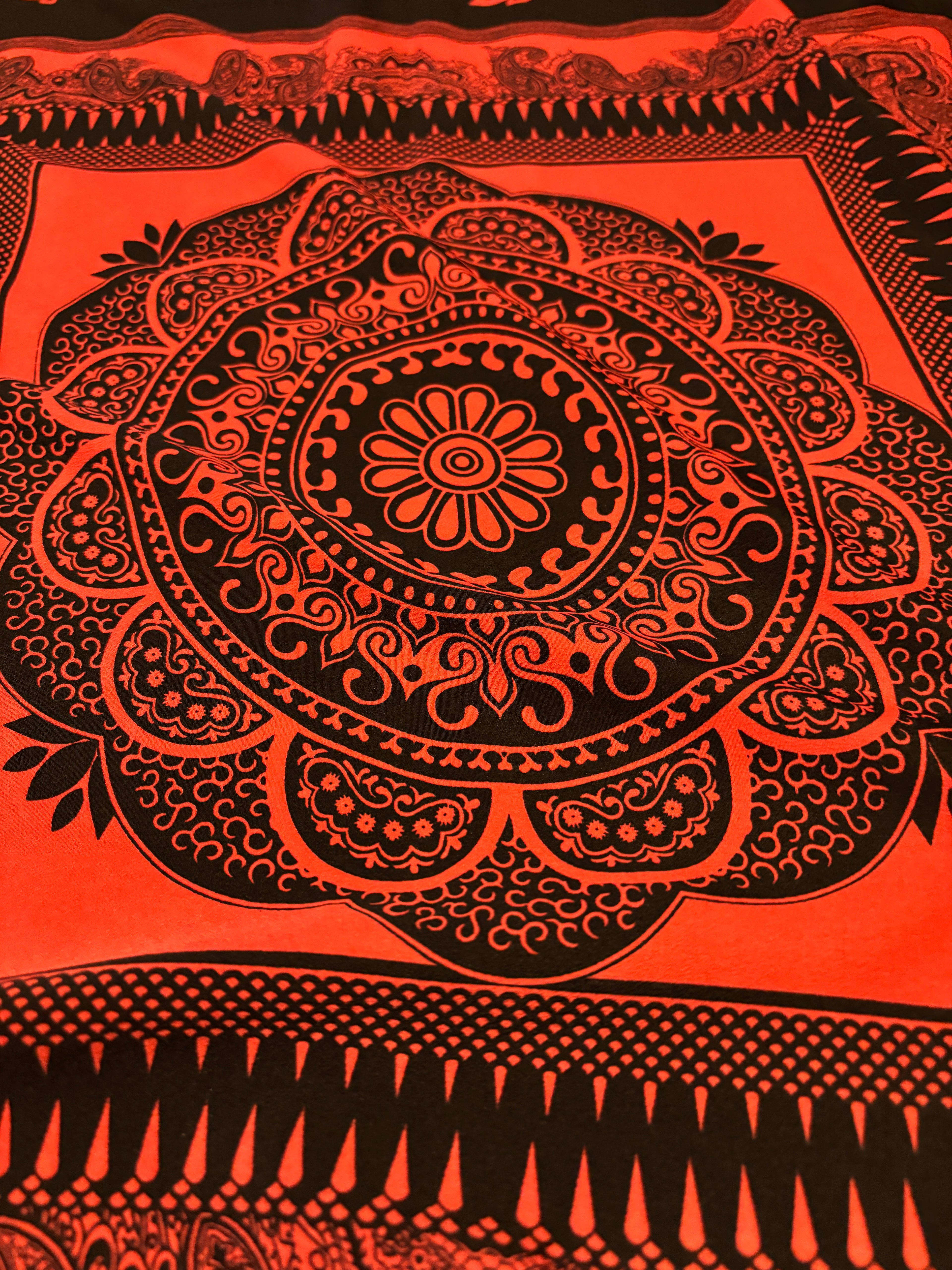 SALMON AND BLACK MEDALLION PANEL PRINT