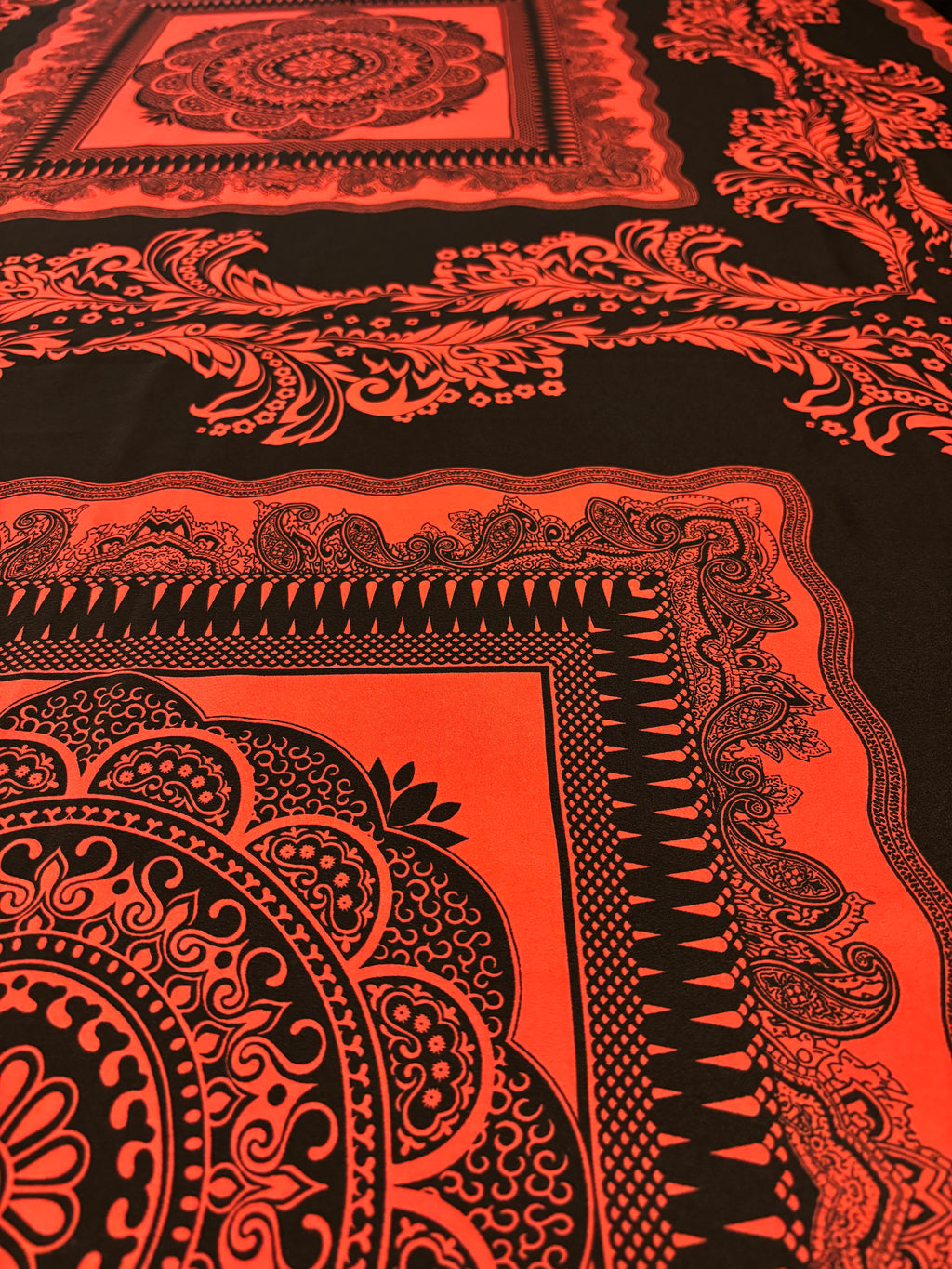 SALMON AND BLACK MEDALLION PANEL PRINT