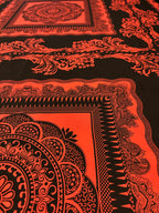 SALMON AND BLACK MEDALLION PANEL PRINT