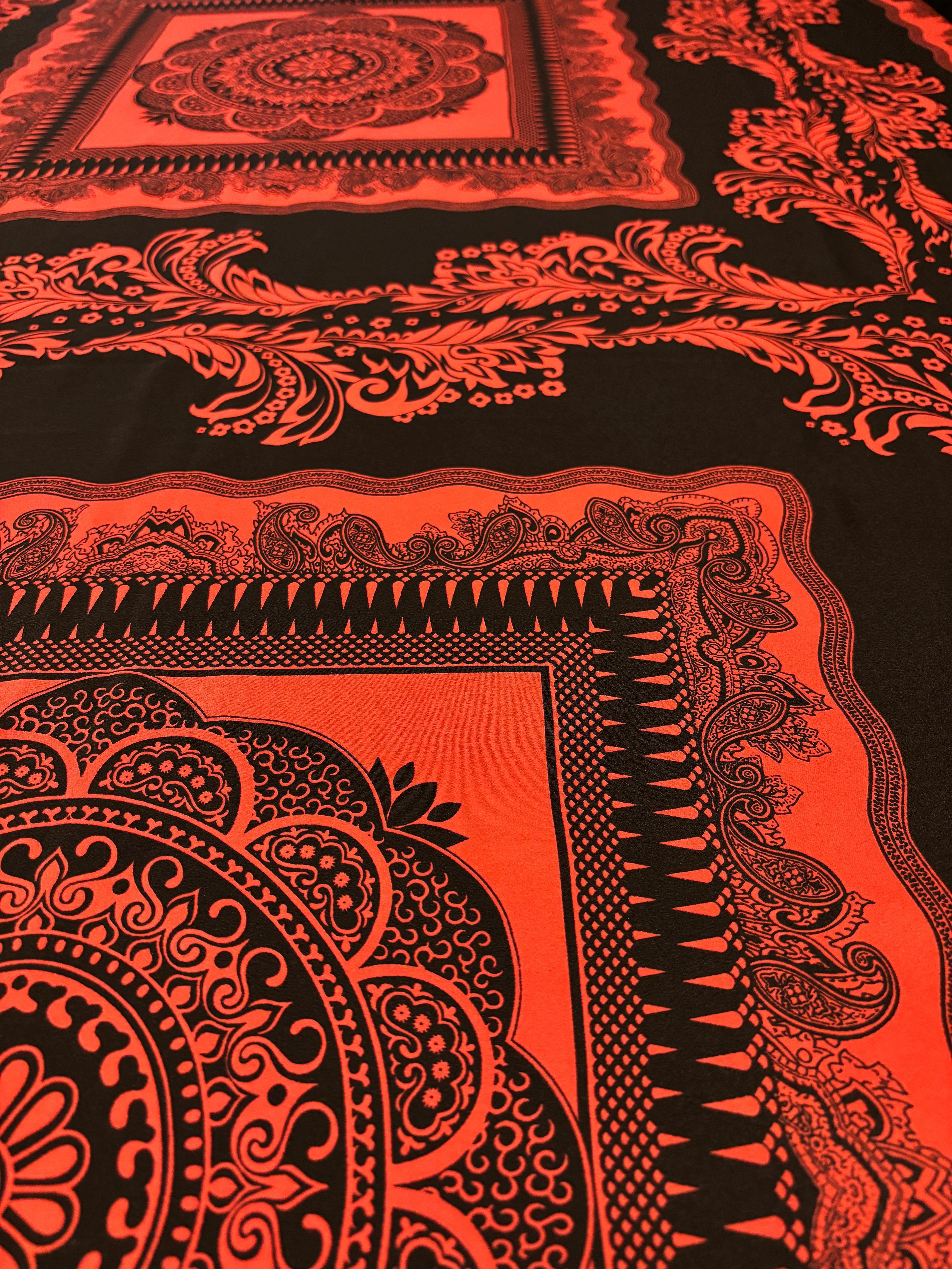 SALMON AND BLACK MEDALLION PANEL PRINT