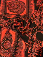 SALMON AND BLACK MEDALLION PANEL PRINT