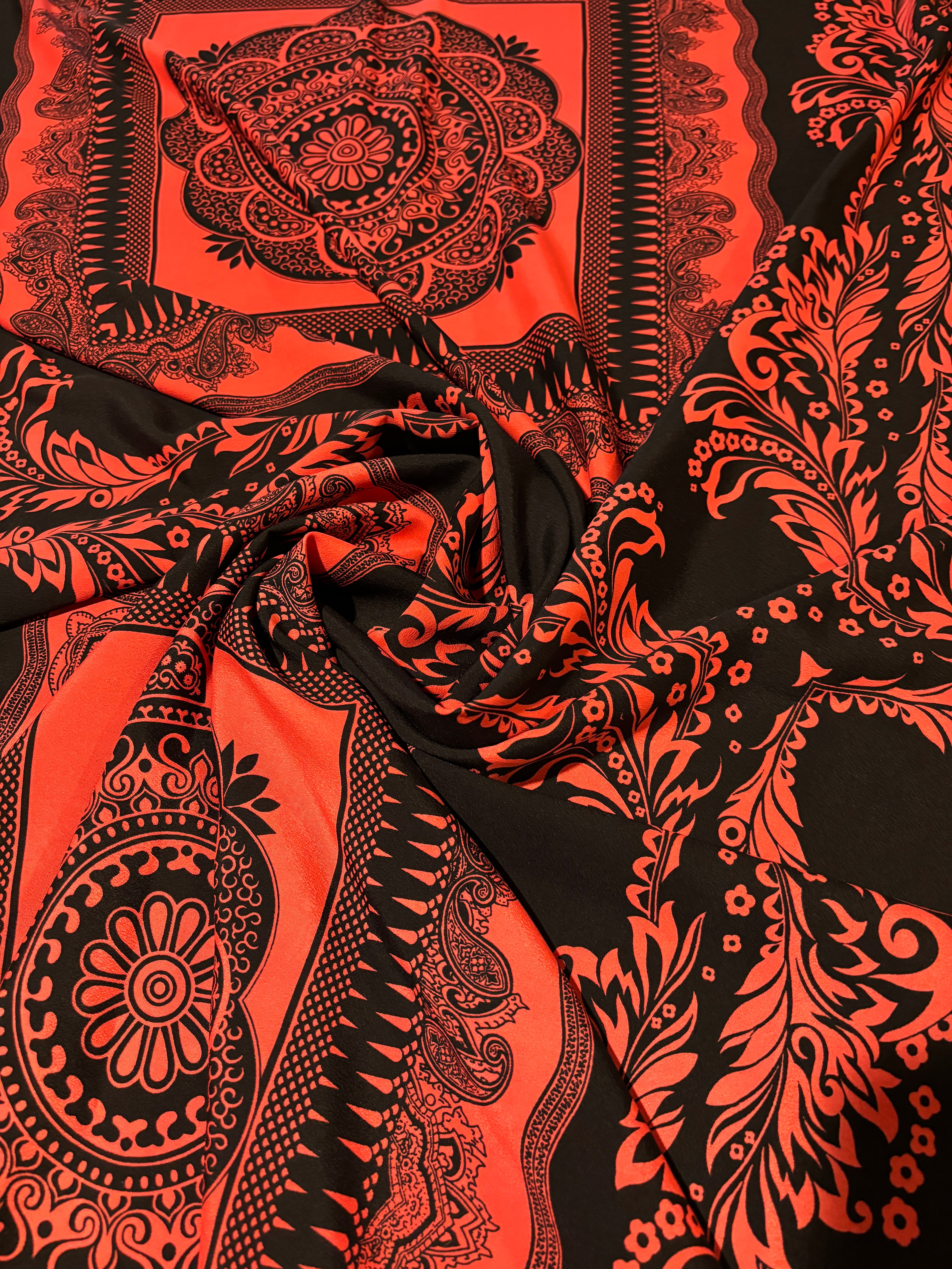 SALMON AND BLACK MEDALLION PANEL PRINT