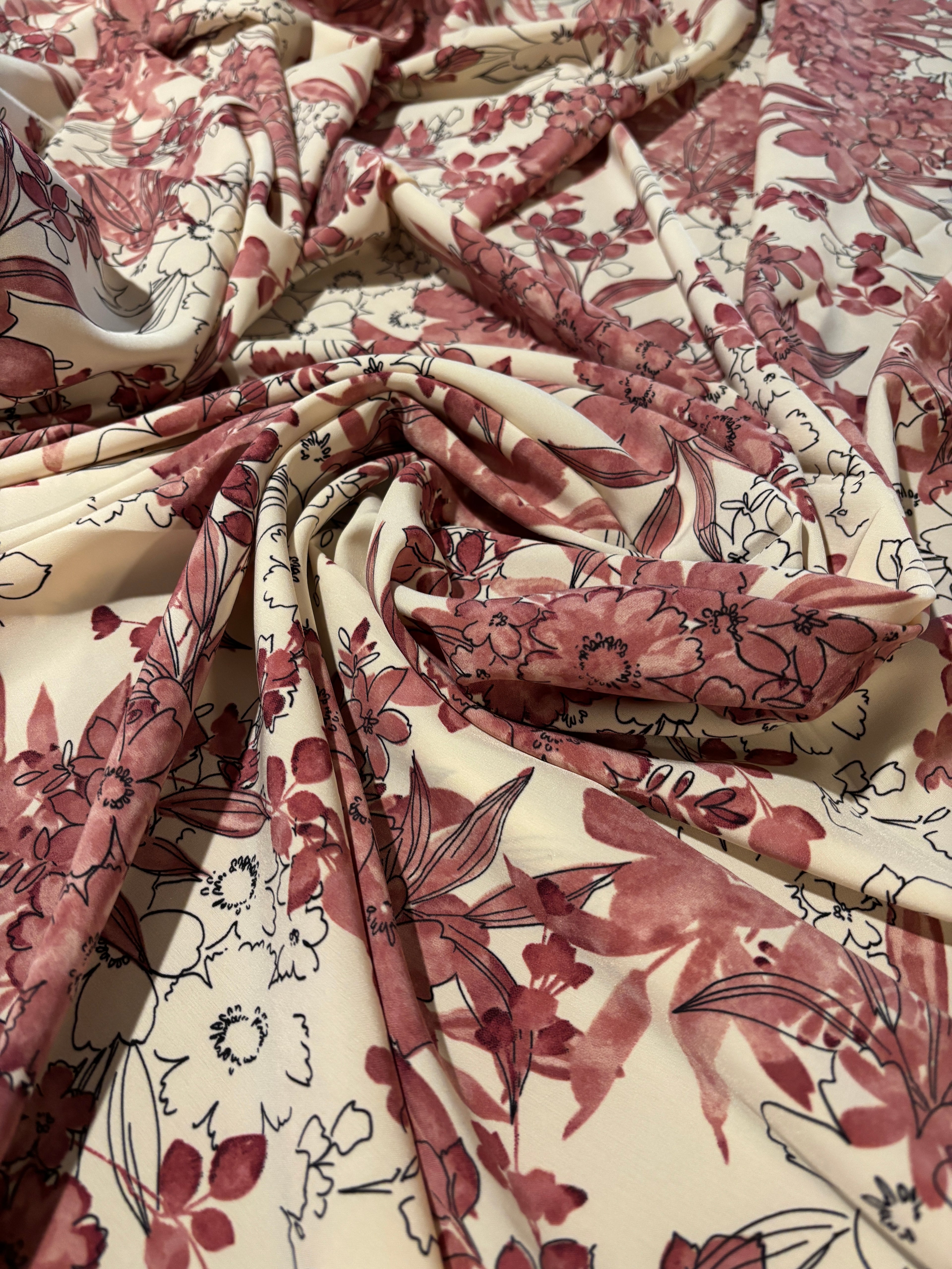 FLORAL STRETCHY CHARMEUSE