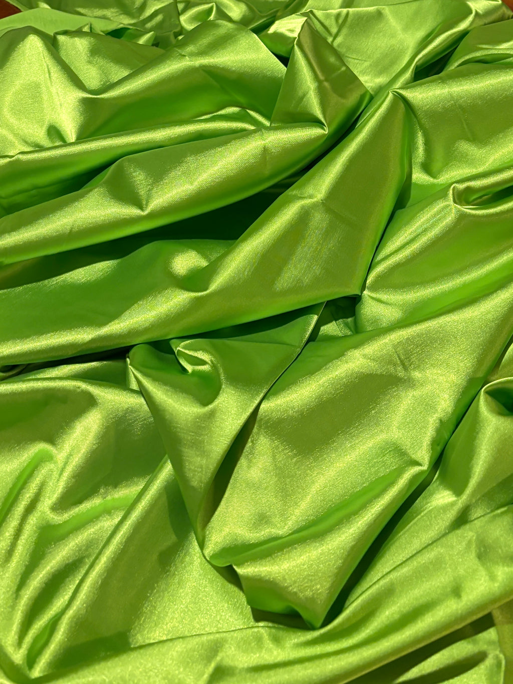 LIME GREEN STRETCH SATIN